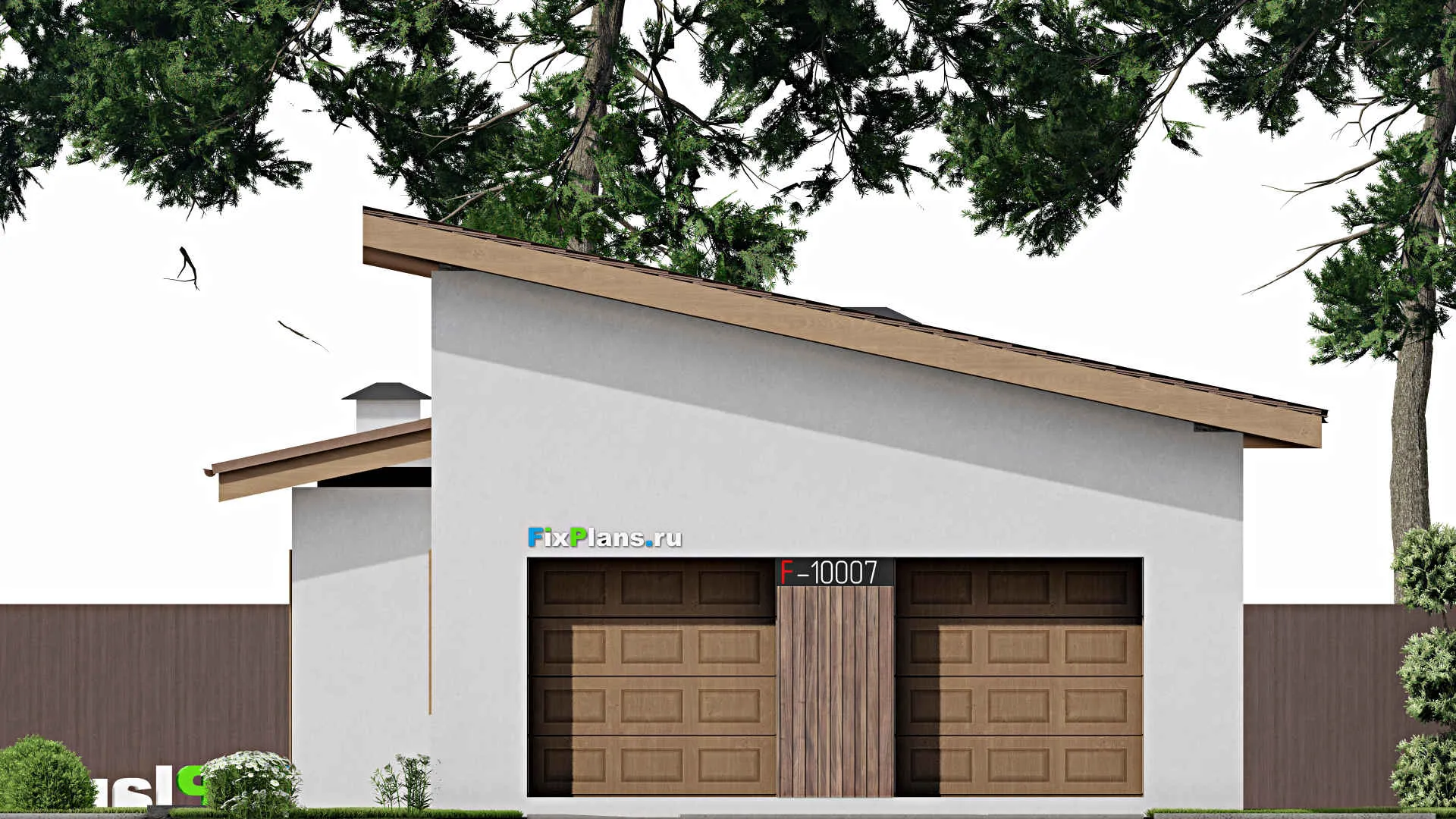 F-10007 - Проект одноэтажного дома 11 на 35, площадью 220 м² с баней, гаражом на 2 машины и 4 спальнями