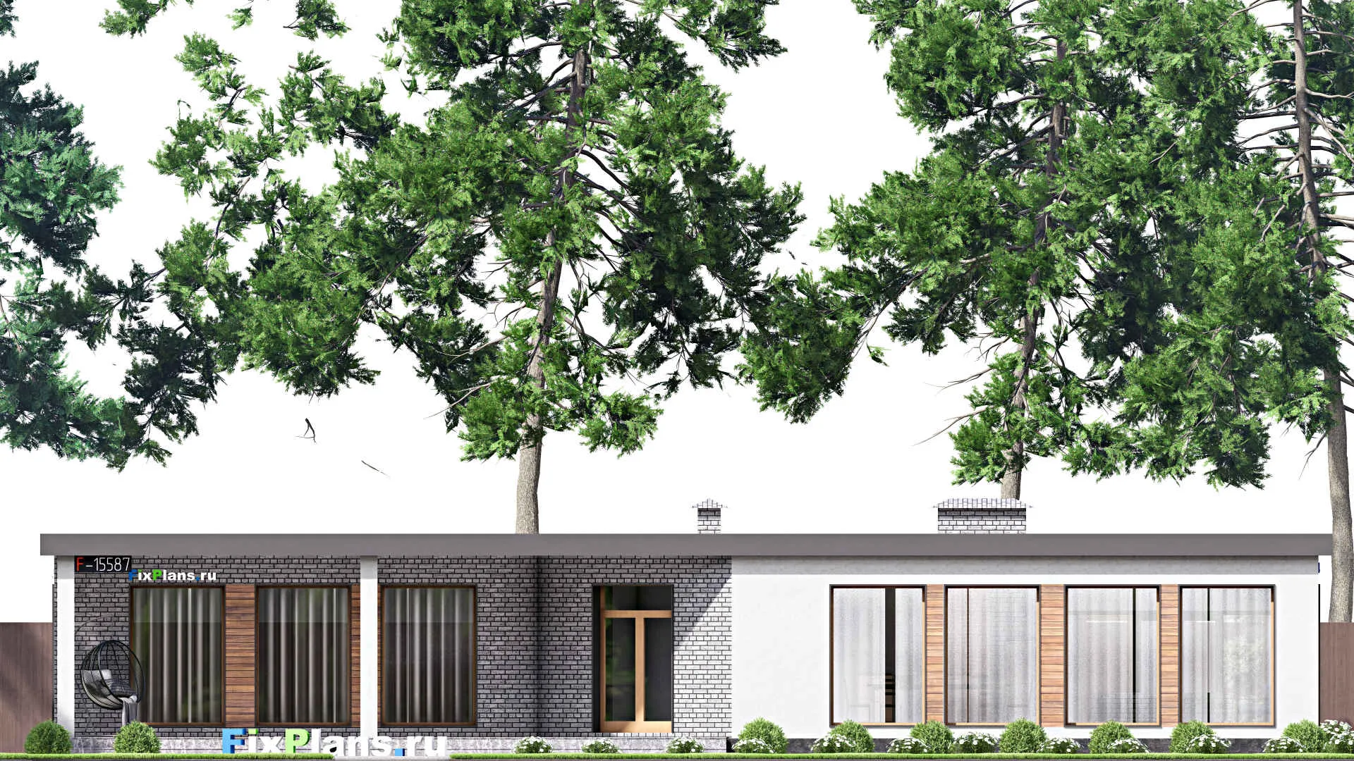 F-15587 - Проект одноэтажного дома 12 на 23, площадью 230 м² с цокольным этажом и 1 спальнями