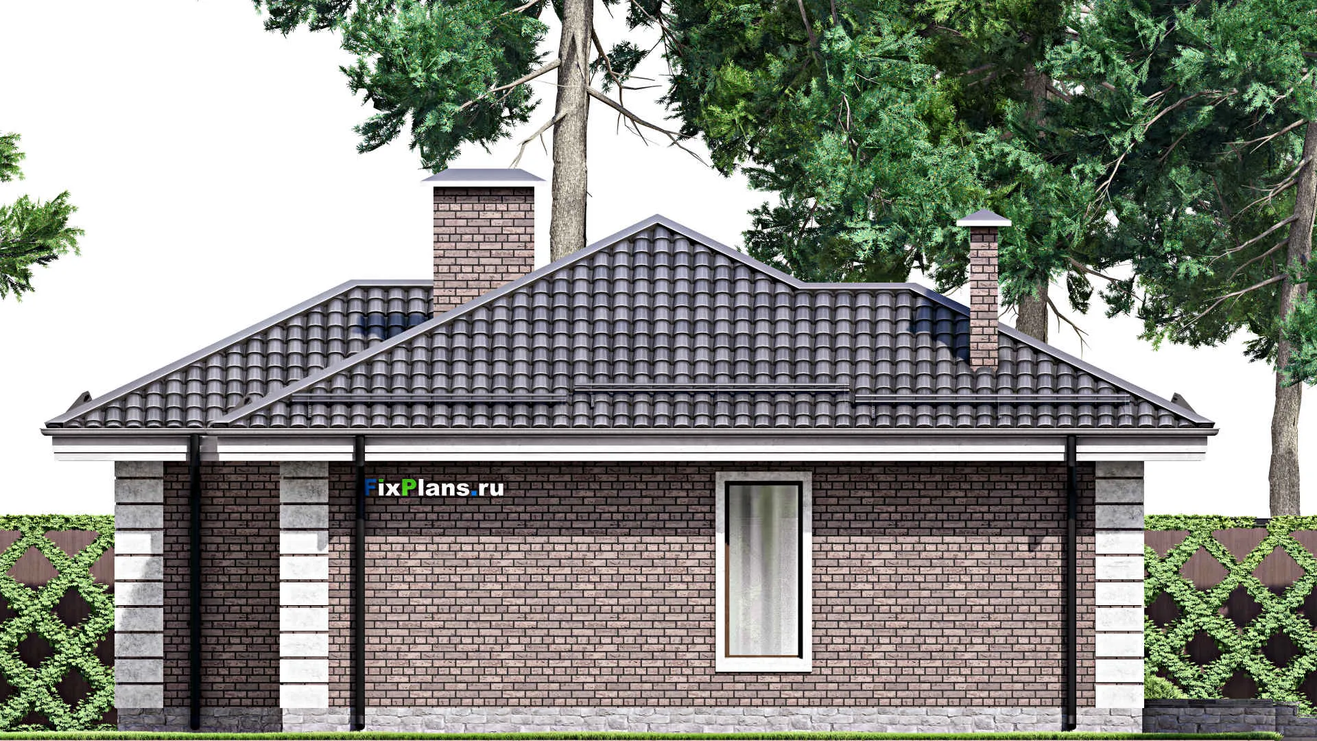 F-14021 - План одноэтажного дома 13 на 15, площадью 110 м² с террасой, баней и 3 спальнями