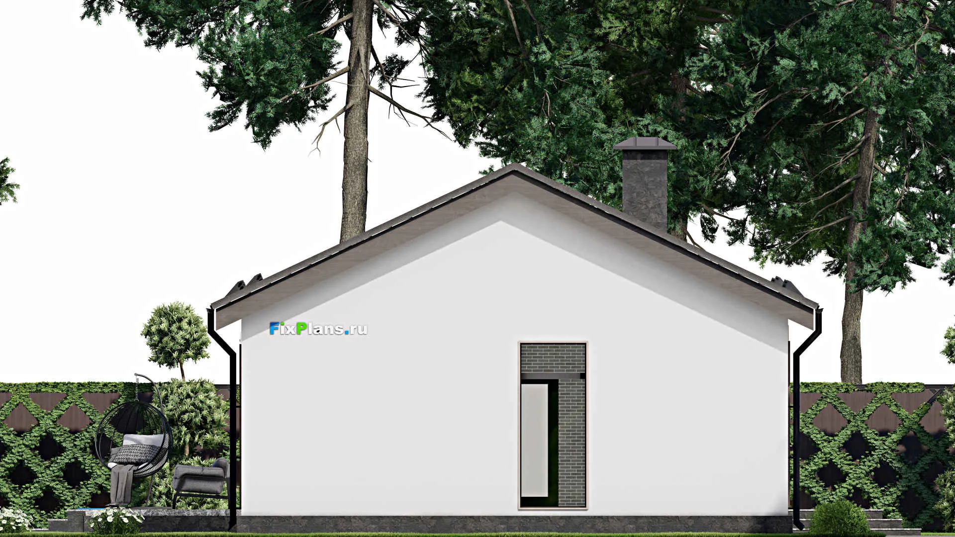 F-6038 - Проект одноэтажного дома 9 на 16, площадью 140 м² с террасой и 3 спальнями