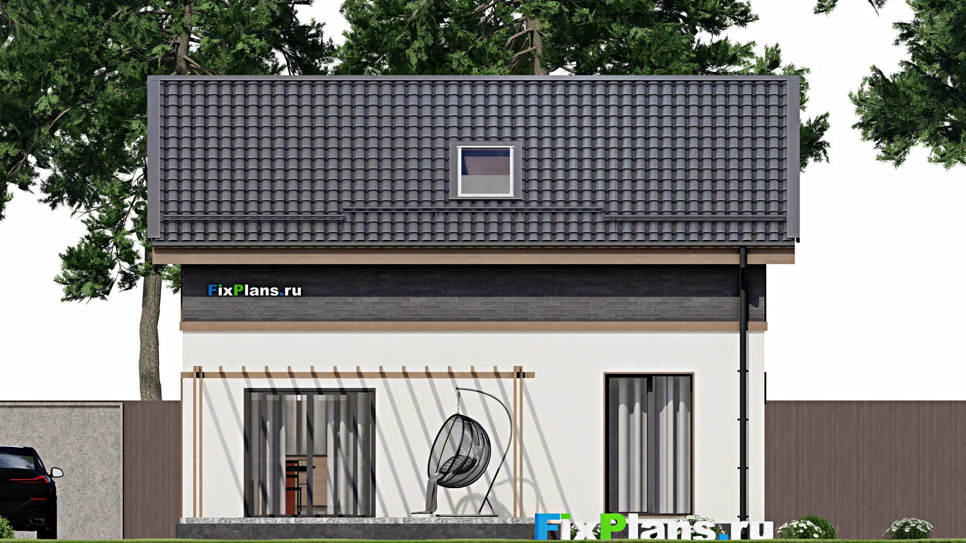 F-5939 - Проект дома с мансардой 9 на 10, площадью 140 м² с террасой и 4 спальнями