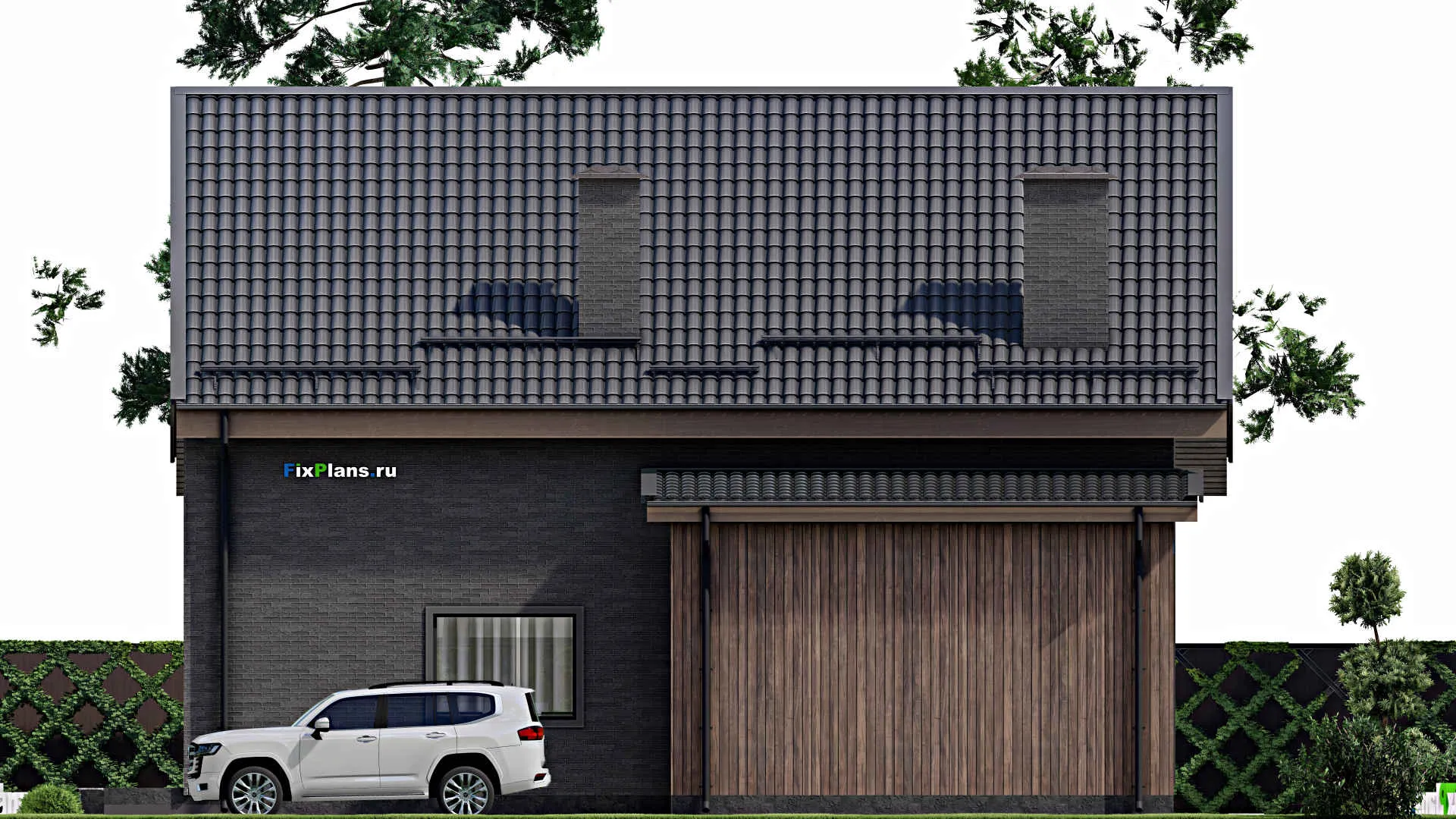 F-4067 - Проект дома с мансардой 13 на 15, площадью 210 м² с террасой, балконом и 3 спальнями