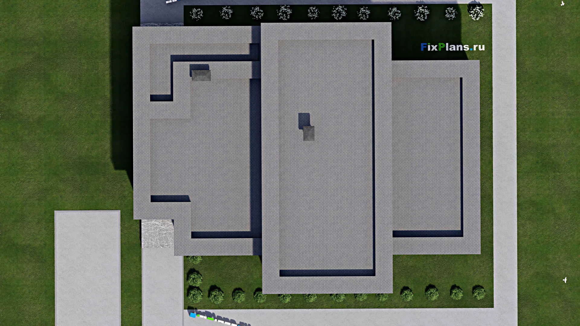 F-10997 - Проект одноэтажного дома 17 на 21, площадью 240 м² с террасой и 3 спальнями