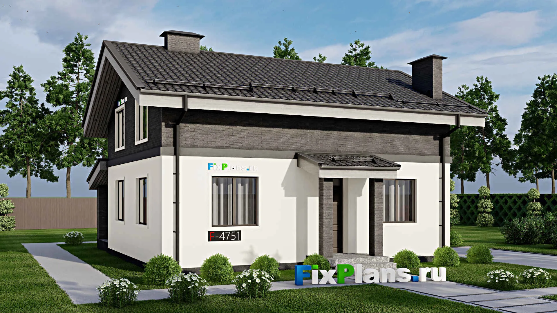 F-4751 - Проект дома с мансардой 10 на 12, площадью 140 м² с террасой и 3 спальнями