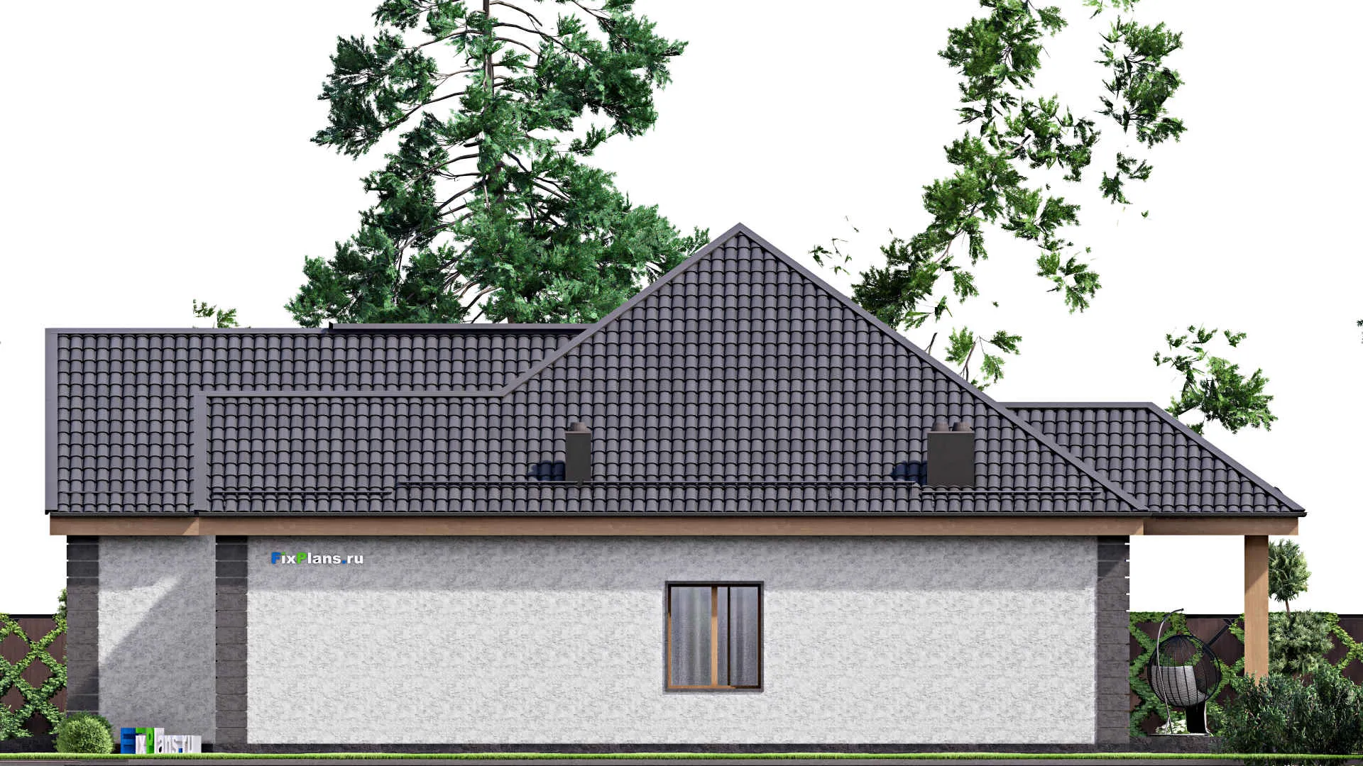 F-16919 - Проект одноэтажного дома 16 на 21, площадью 300 м² с гаражом на 2 машины и 5 спальнями