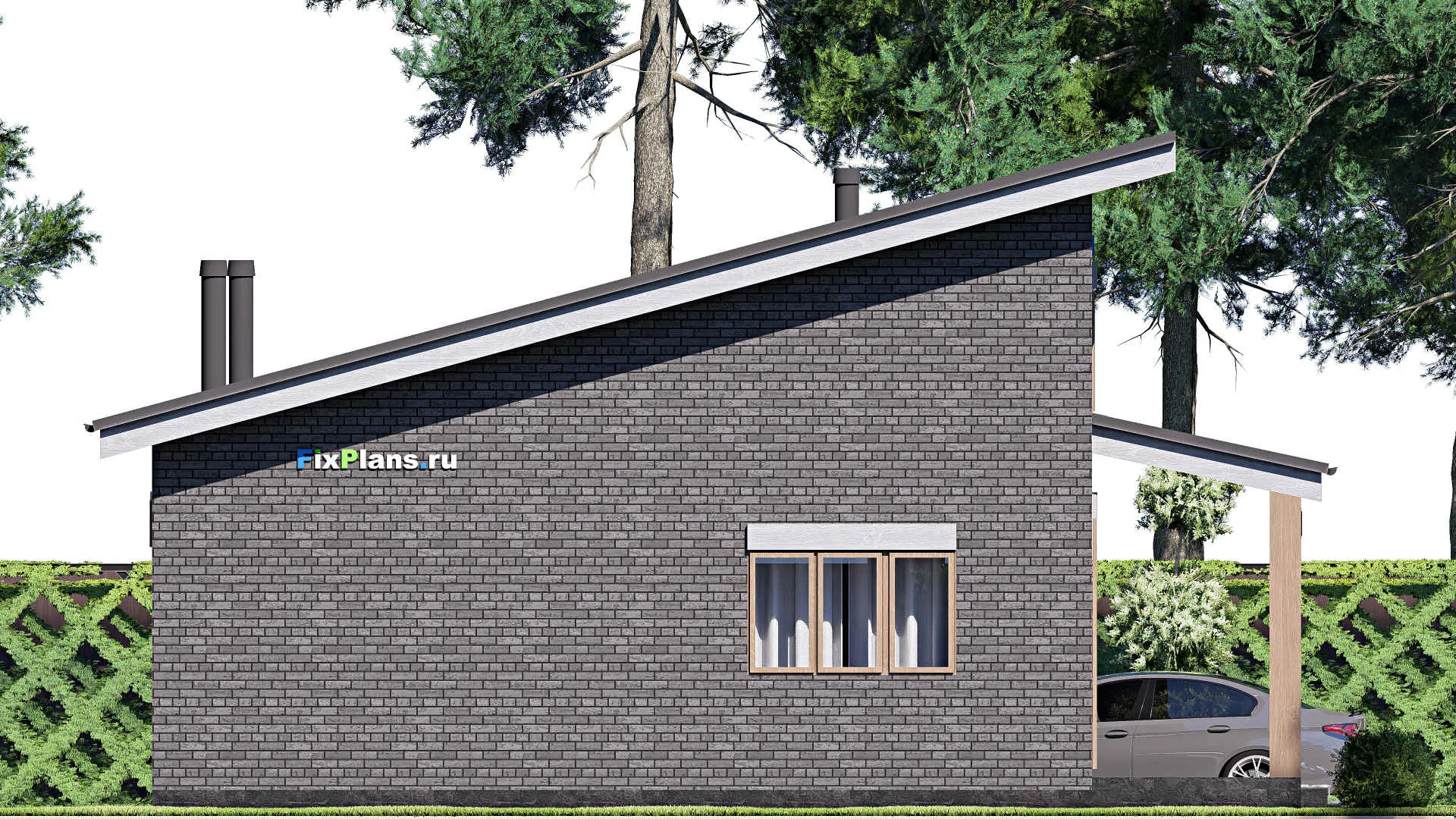 F-20456 - Проект одноэтажного дома 11 на 15, площадью 140 м² с террасой и 2 спальнями