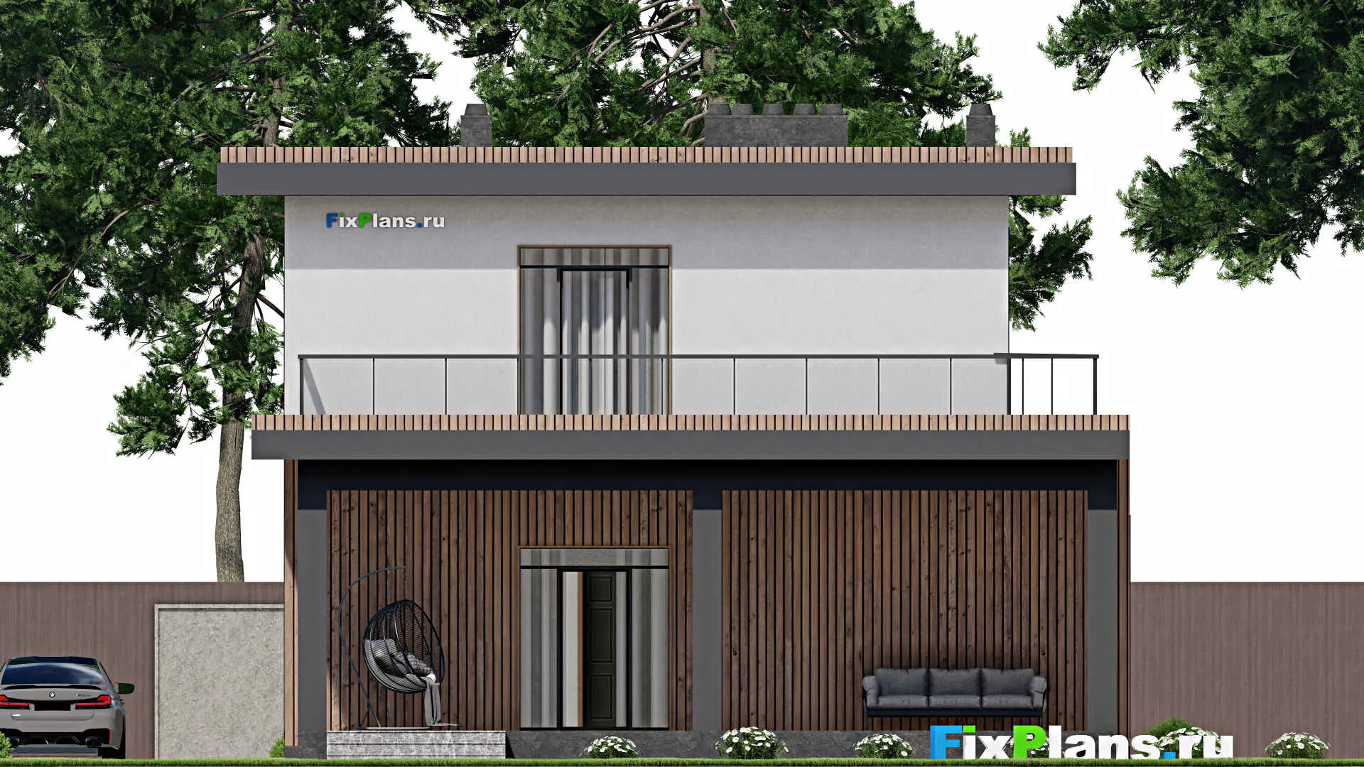 F-5309 - Проект двухэтажного дома 11 на 17, площадью 250 м² с террасой, балконом и 4 спальнями