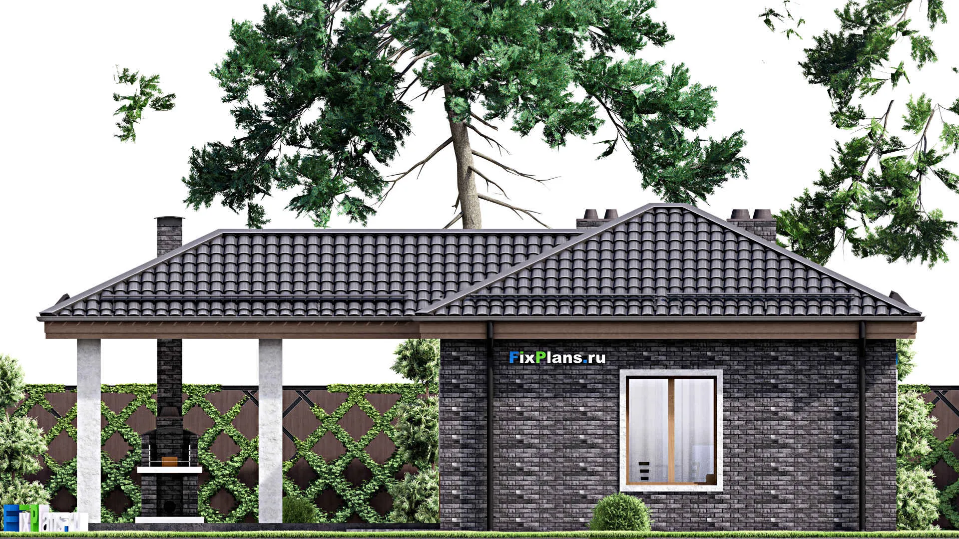 F-14867 - Проект бани 10 на 14, площадью 80 м² с комнатой отдыха, терассой и санузлом