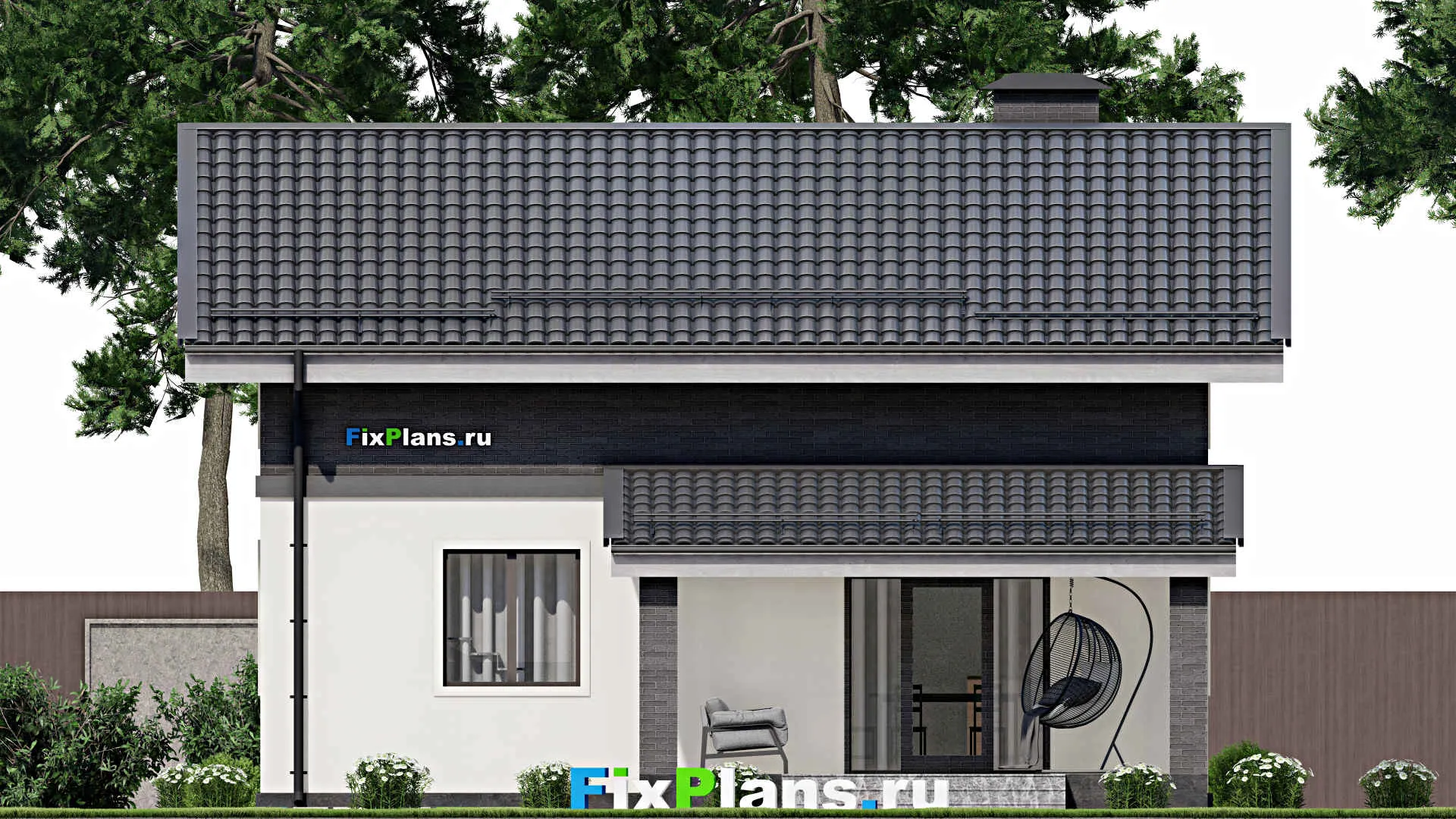 F-4751 - Проект дома с мансардой 10 на 12, площадью 140 м² с террасой и 3 спальнями