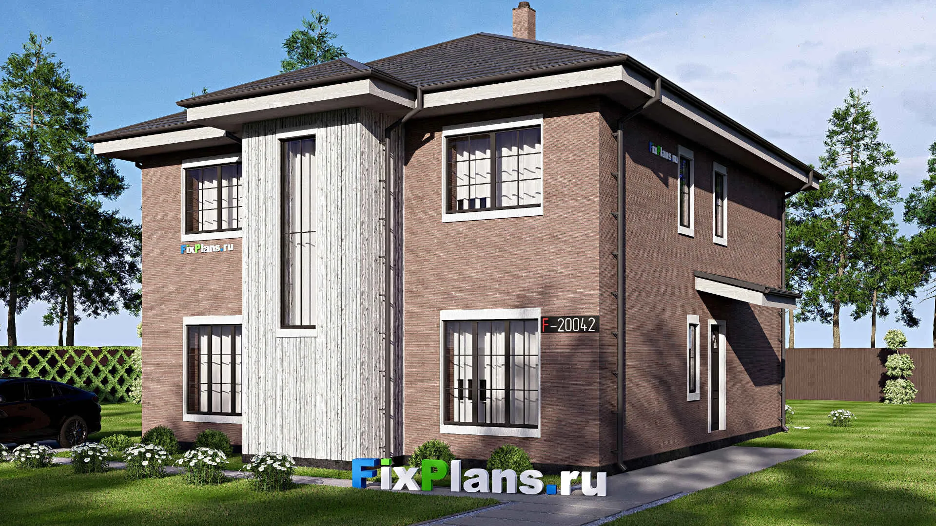 F-20042 - Проект двухэтажного дома 12 на 14, площадью 220 м² с 5 спальнями