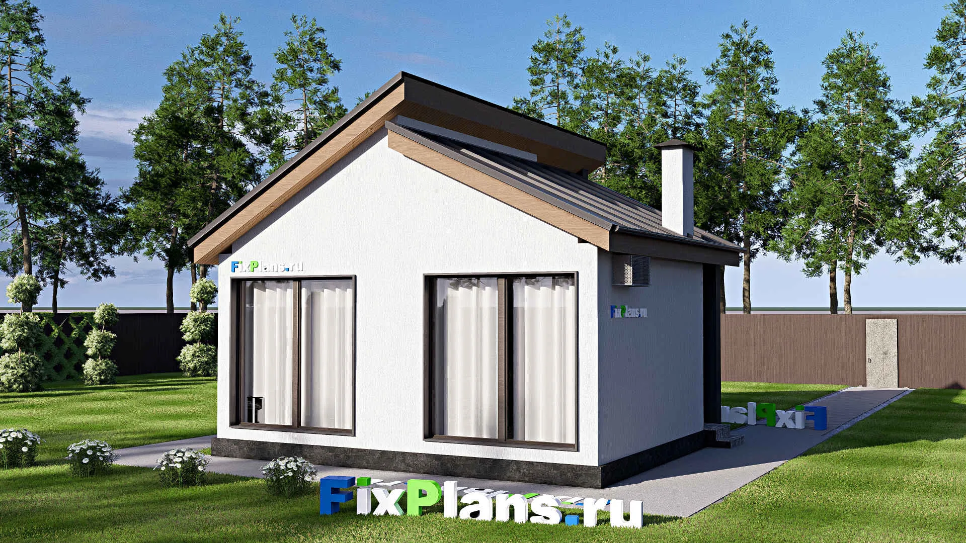 F-17972 - Проект бани 8 на 8, площадью 50 м² с терассой, санузлом и спальней