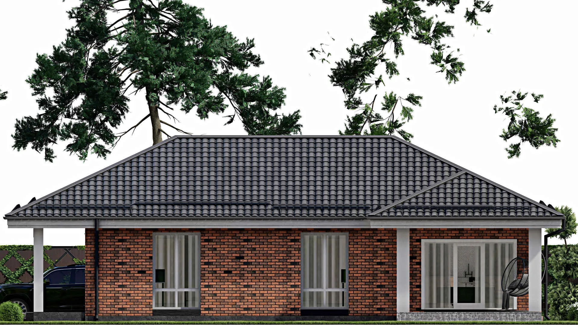 F-10412 - Проект одноэтажного дома 13 на 16, площадью 130 м² с 2 спальнями