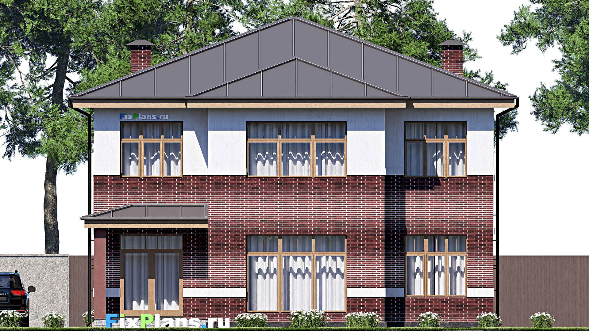 F-17423 - Проект двухэтажного дома 13 на 18, площадью 280 м² с 2 спальнями