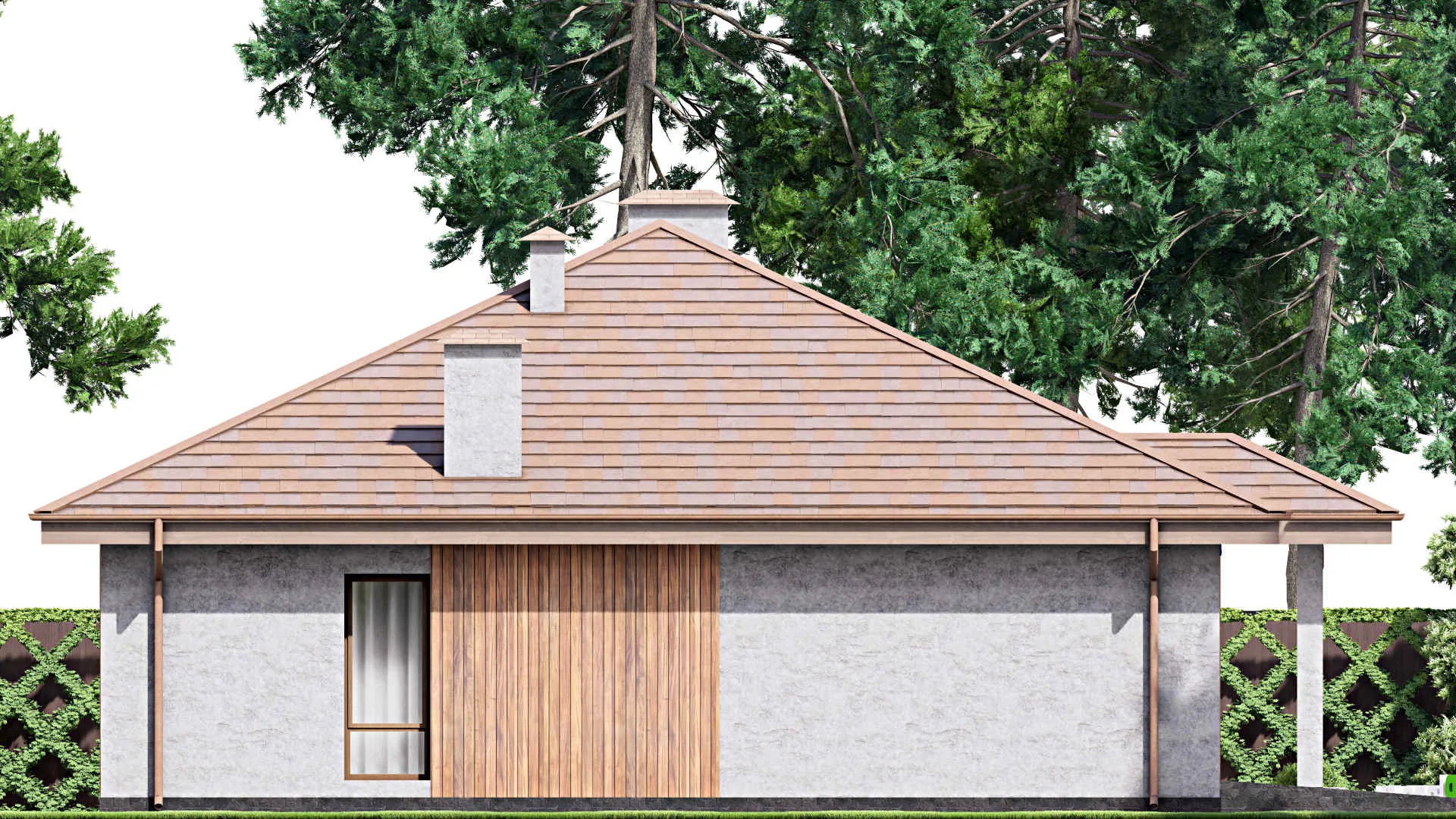 F-12212 - Проект одноэтажного дома 15 на 16, площадью 170 м² с гаражом на 2 машины и 3 спальнями