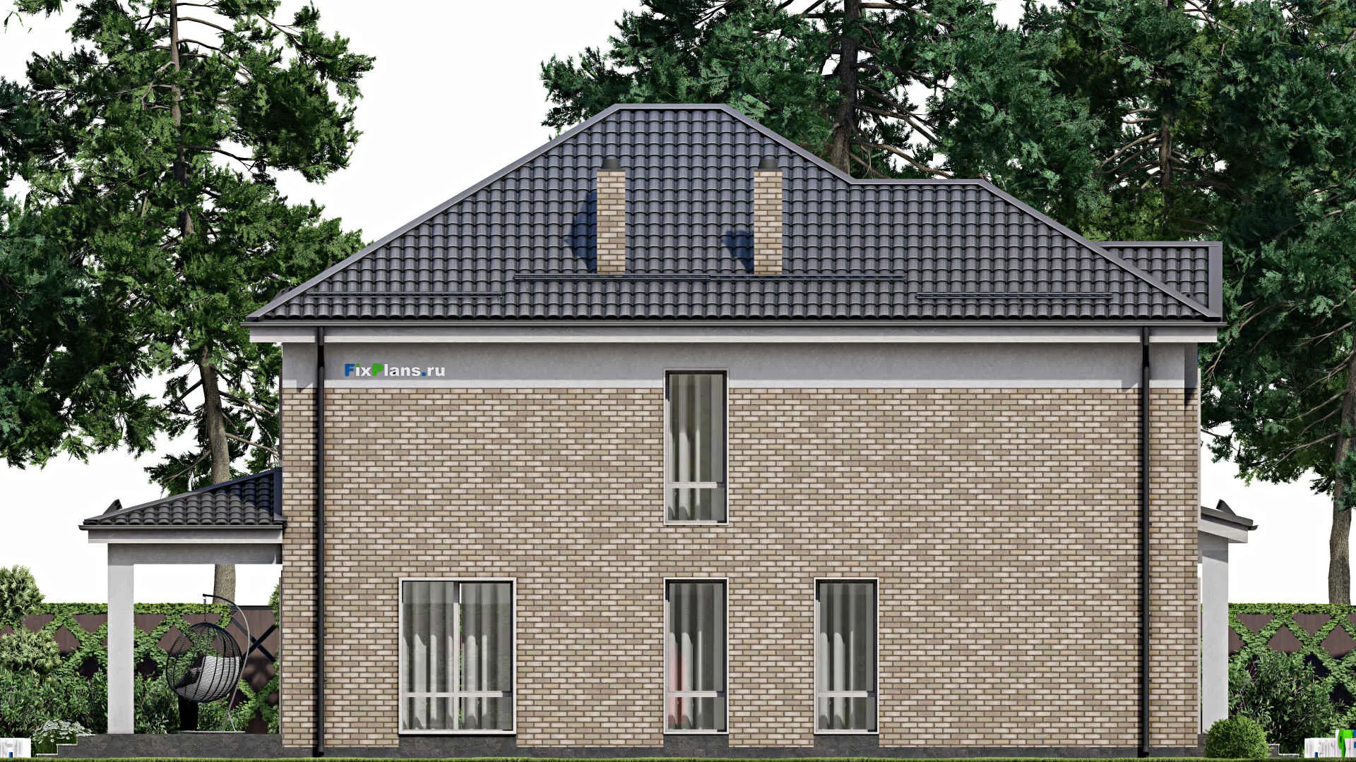 F-2618 - Проект двухэтажного дома 11 на 14, площадью 220 м² с террасой и 4 спальнями