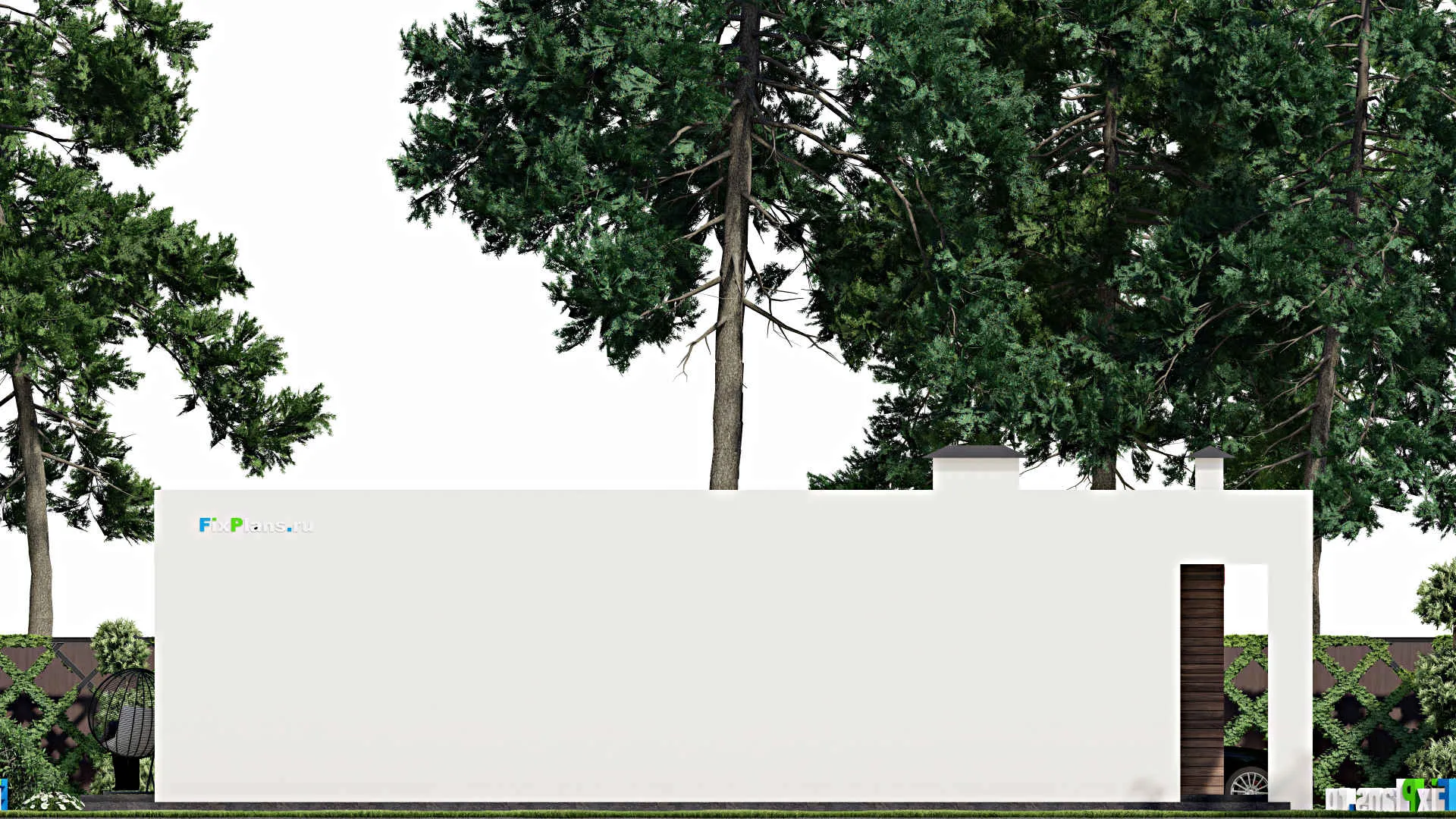 F-5678 - Проект одноэтажного дома 11 на 17, площадью 140 м² с террасой и 2 спальнями