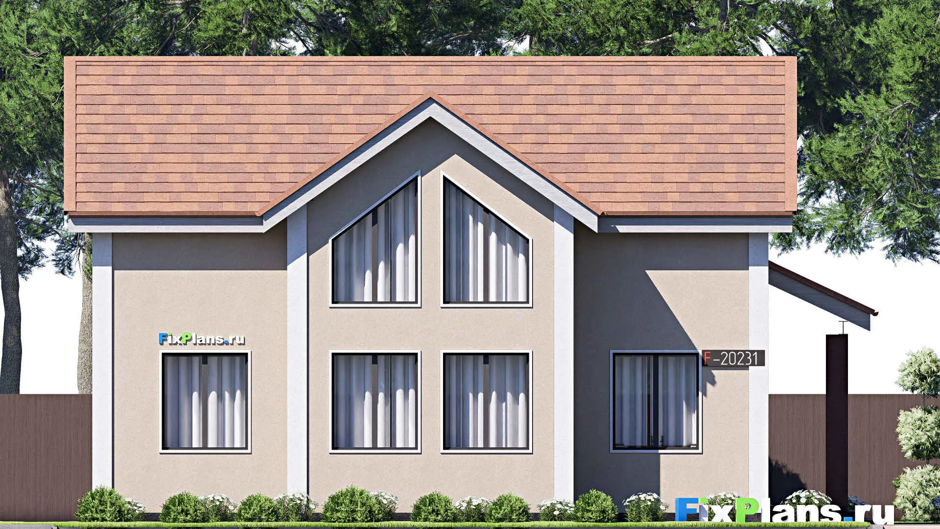 F-20231 - Проект дома с мансардой 12 на 14, площадью 160 м² с 5 спальнями