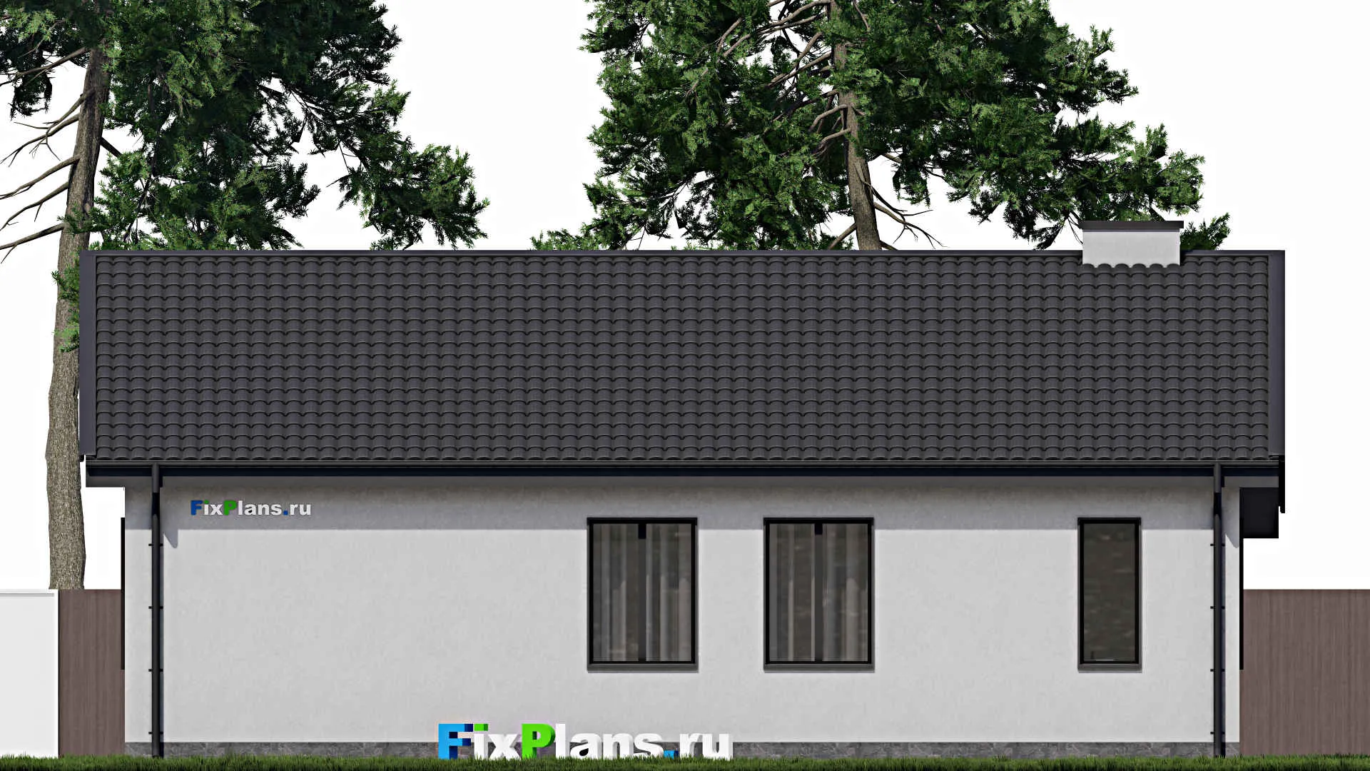 F-0872i - Проект одноэтажного дома 12 на 15, площадью 130 м² с террасой и 3 спальнями