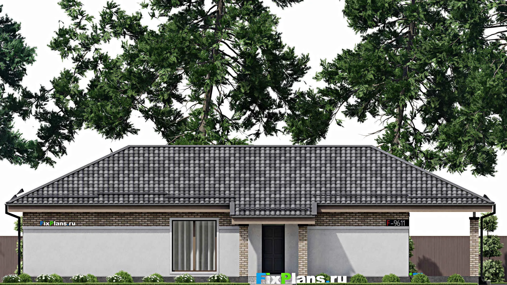 F-9611 - Проект одноэтажного дома 11 на 20, площадью 160 м² с террасой и 3 спальнями