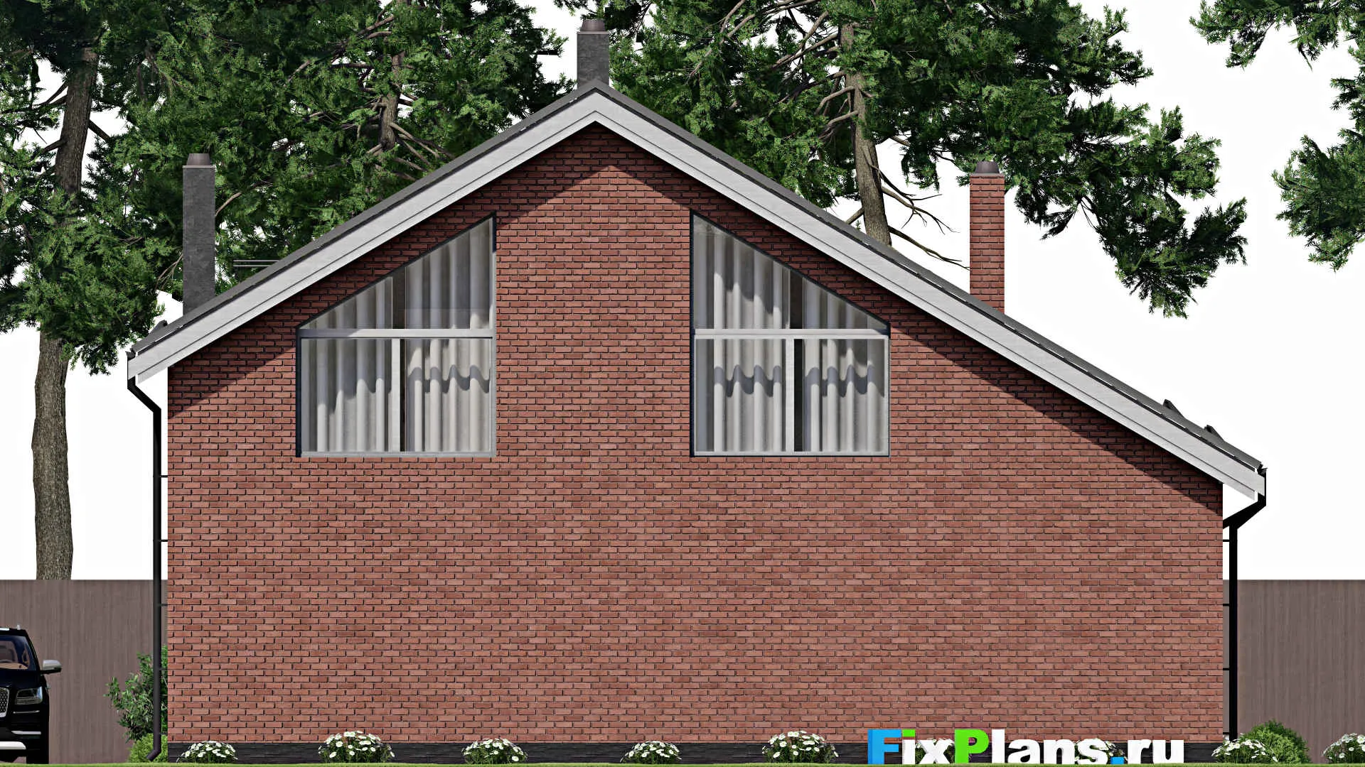 F-2627 - Проект дома с мансардой 11 на 14, площадью 190 м² с террасой, балконом, баней и 3 спальнями