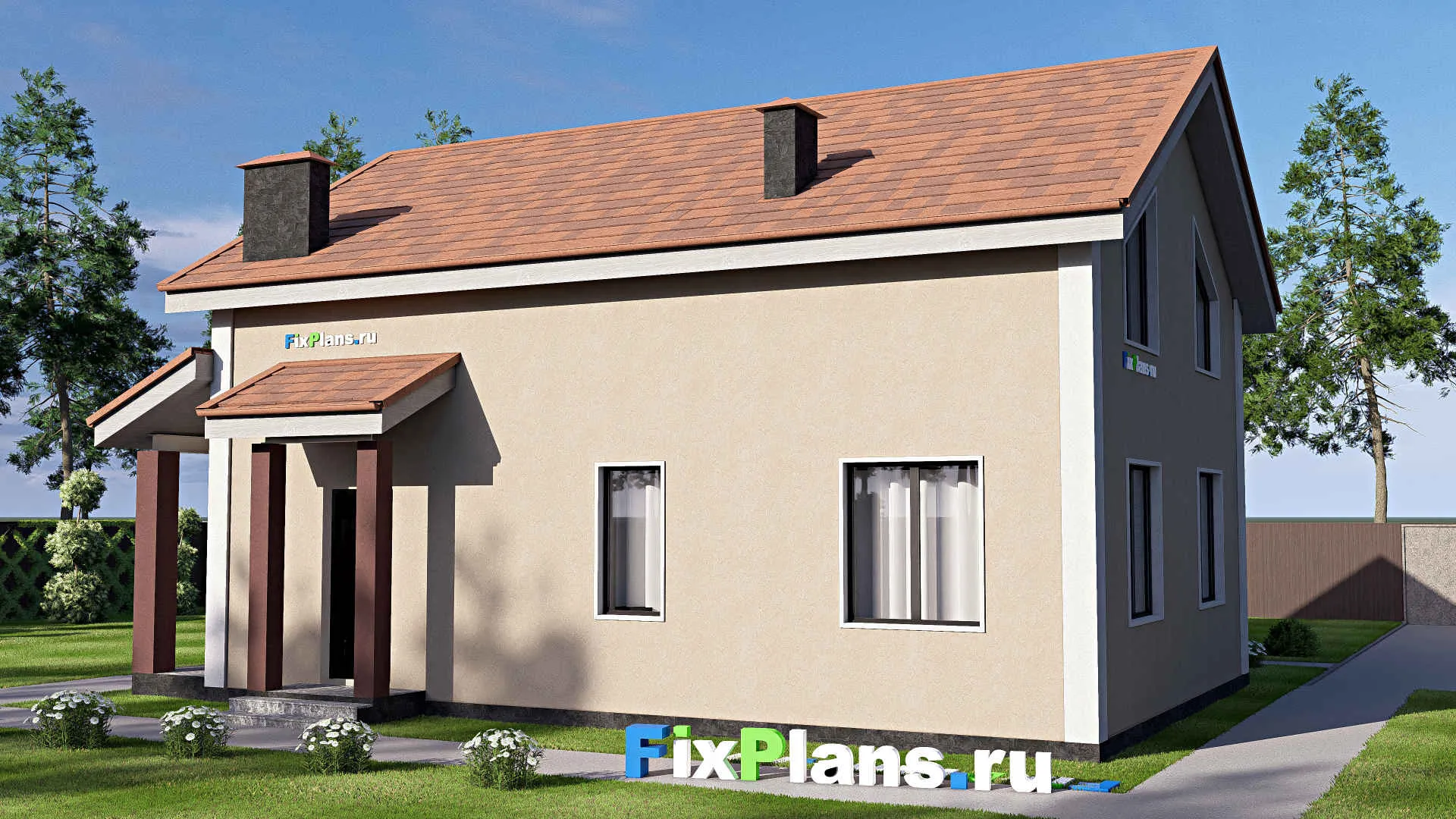 F-20231 - Проект дома с мансардой 12 на 14, площадью 160 м² с 5 спальнями