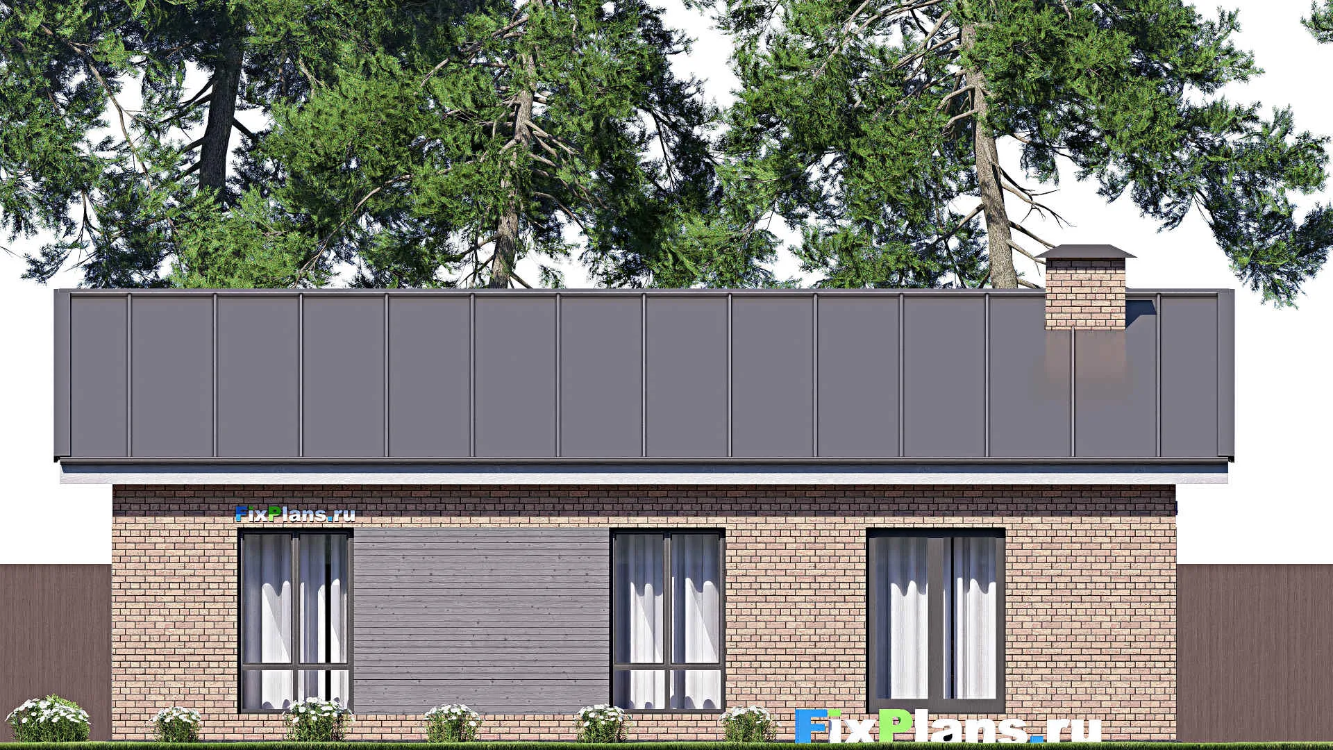 F-18242 - Проект одноэтажного дома 14 на 16, площадью 150 м² с гаражом на 2 машины и 2 спальнями