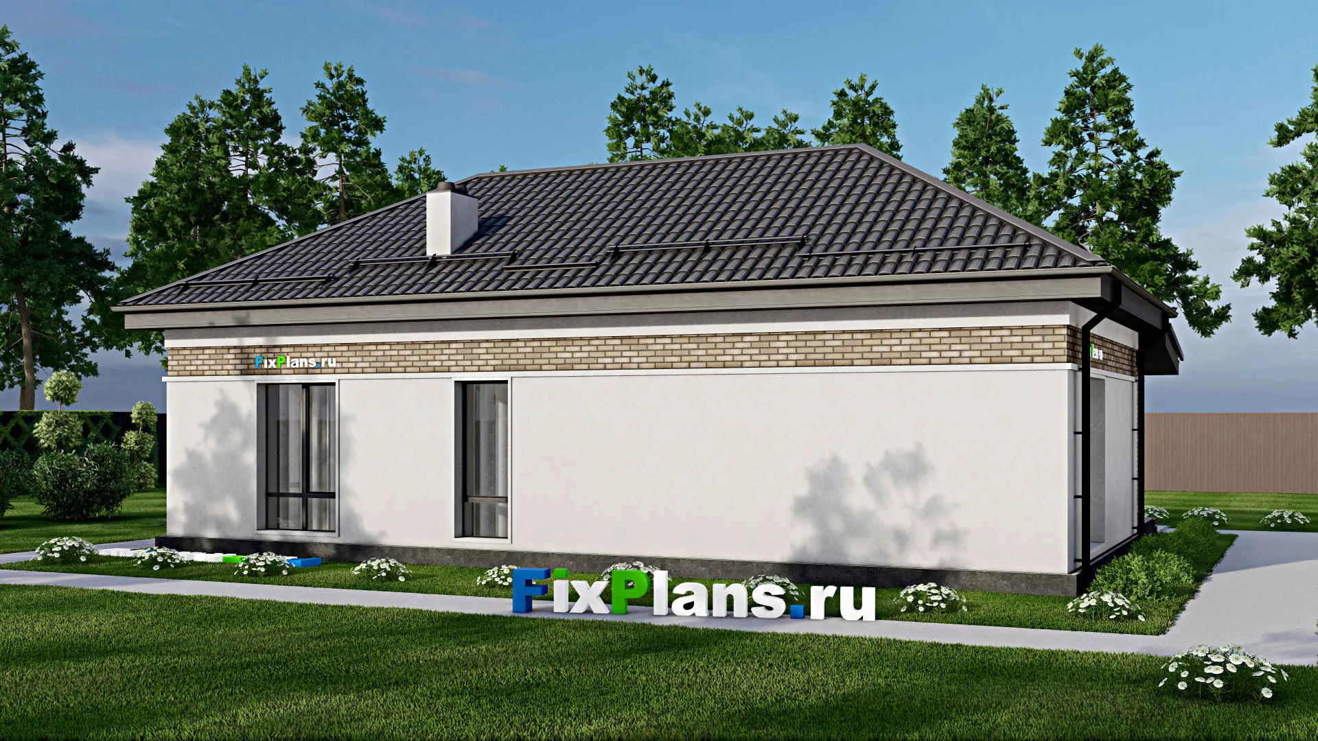 F-2636 - Проект одноэтажного дома 10 на 15, площадью 100 м² с 2 спальнями