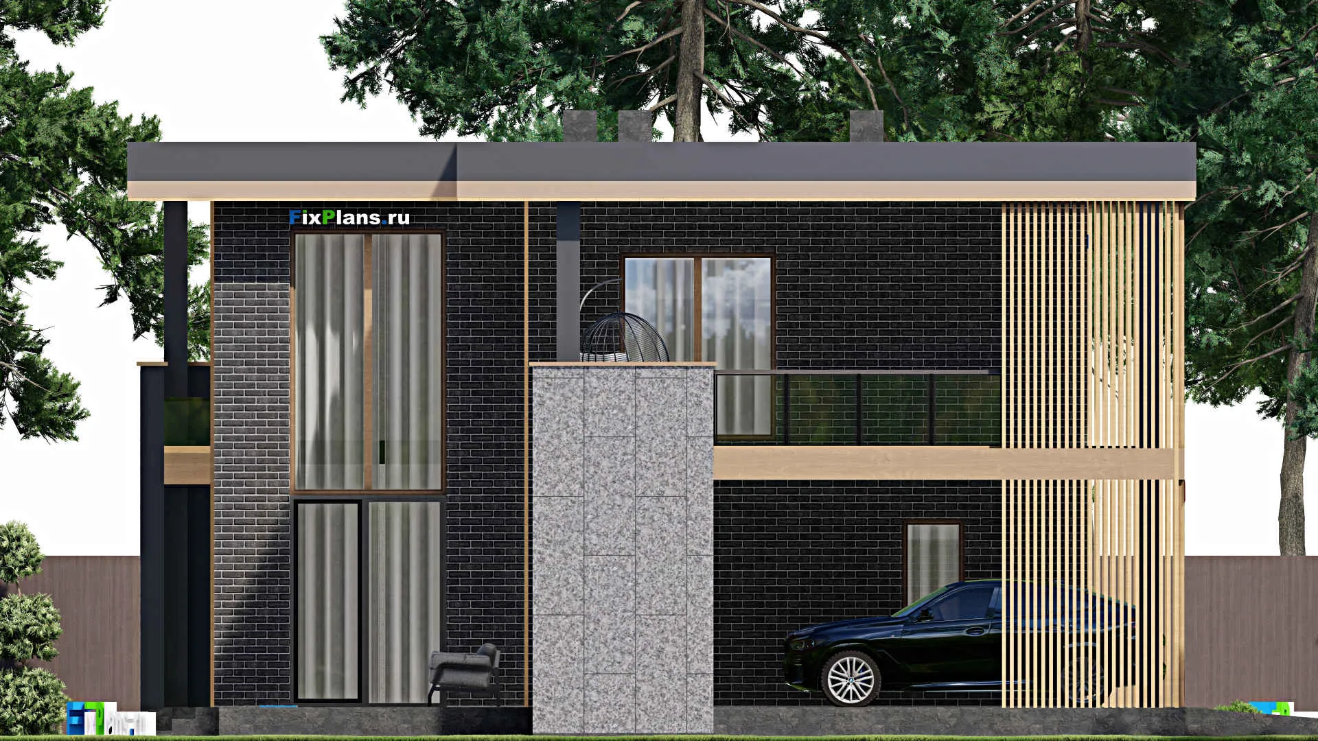 F-8351 - Проект двухэтажного дома 14 на 20, площадью 200 м² с террасой, балконом и 4 спальнями