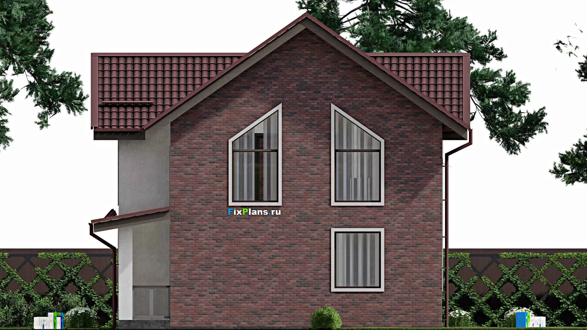 F-2051 - Проект дома с мансардой 10 на 13, площадью 170 м² с террасой и 4 спальнями