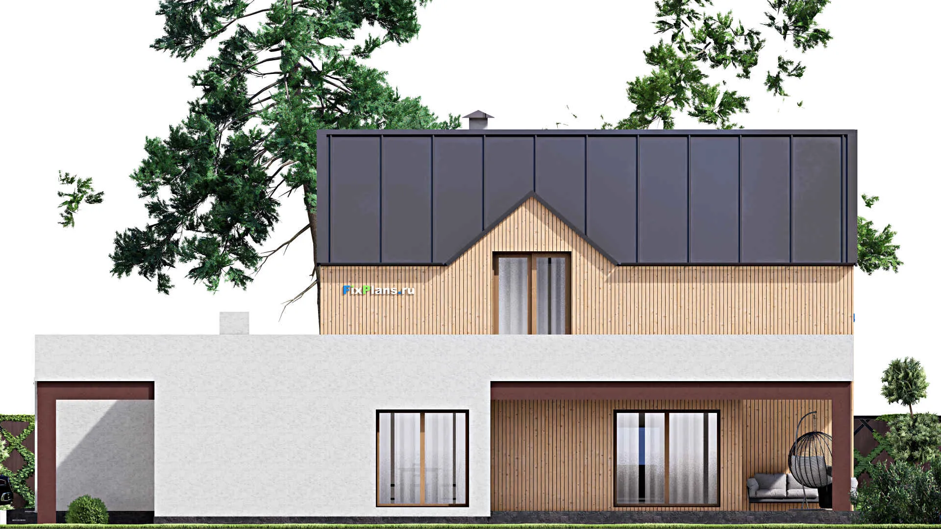 F-16316 - Проект дома с мансардой 15 на 20, площадью 410 м² с 3 спальнями