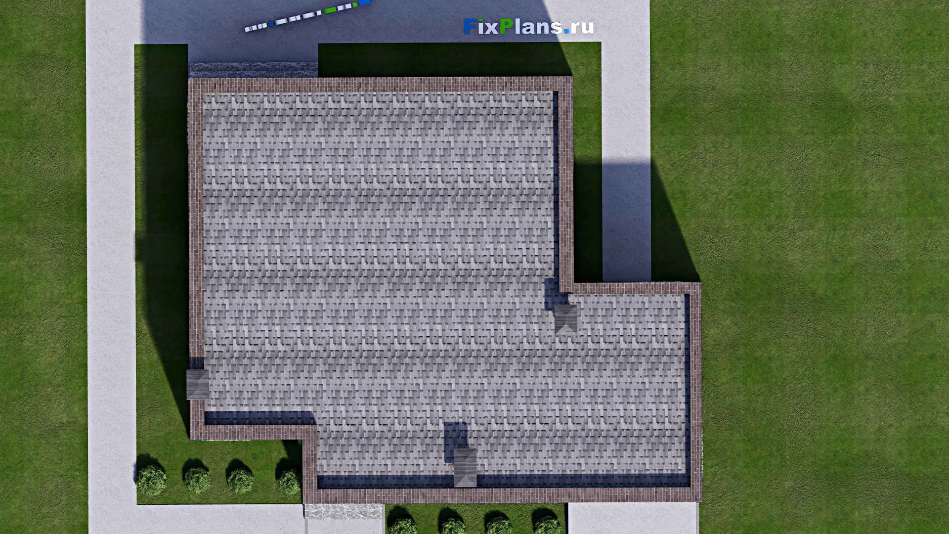 F-14462 - Проект одноэтажного дома 14 на 16, площадью 150 м² с террасой, гаражом на 1 машину и 3 спальнями