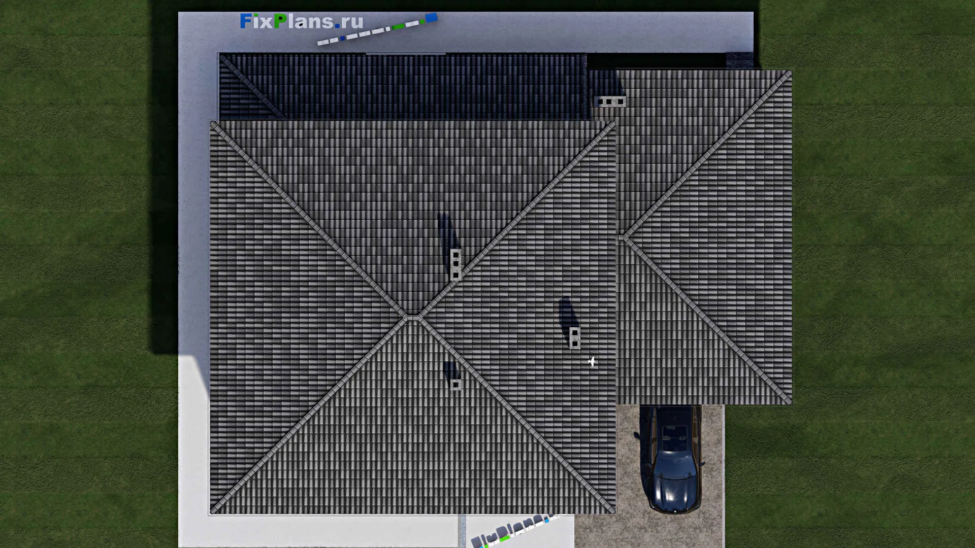 F-1331 - Проект двухэтажного дома 15 на 20, площадью 540 м² с террасой, гаражом на 2 машины и 8 спальнями