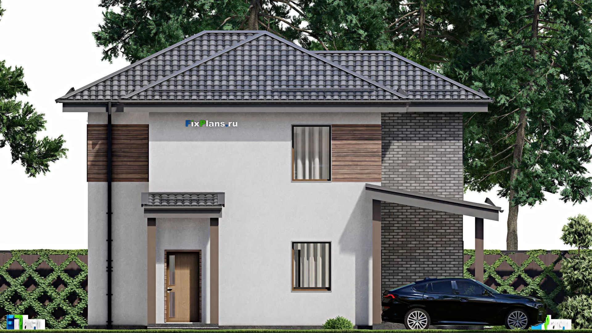 F-9062 - Проект двухэтажного дома 12 на 13, площадью 220 м² с террасой, балконом и 4 спальнями