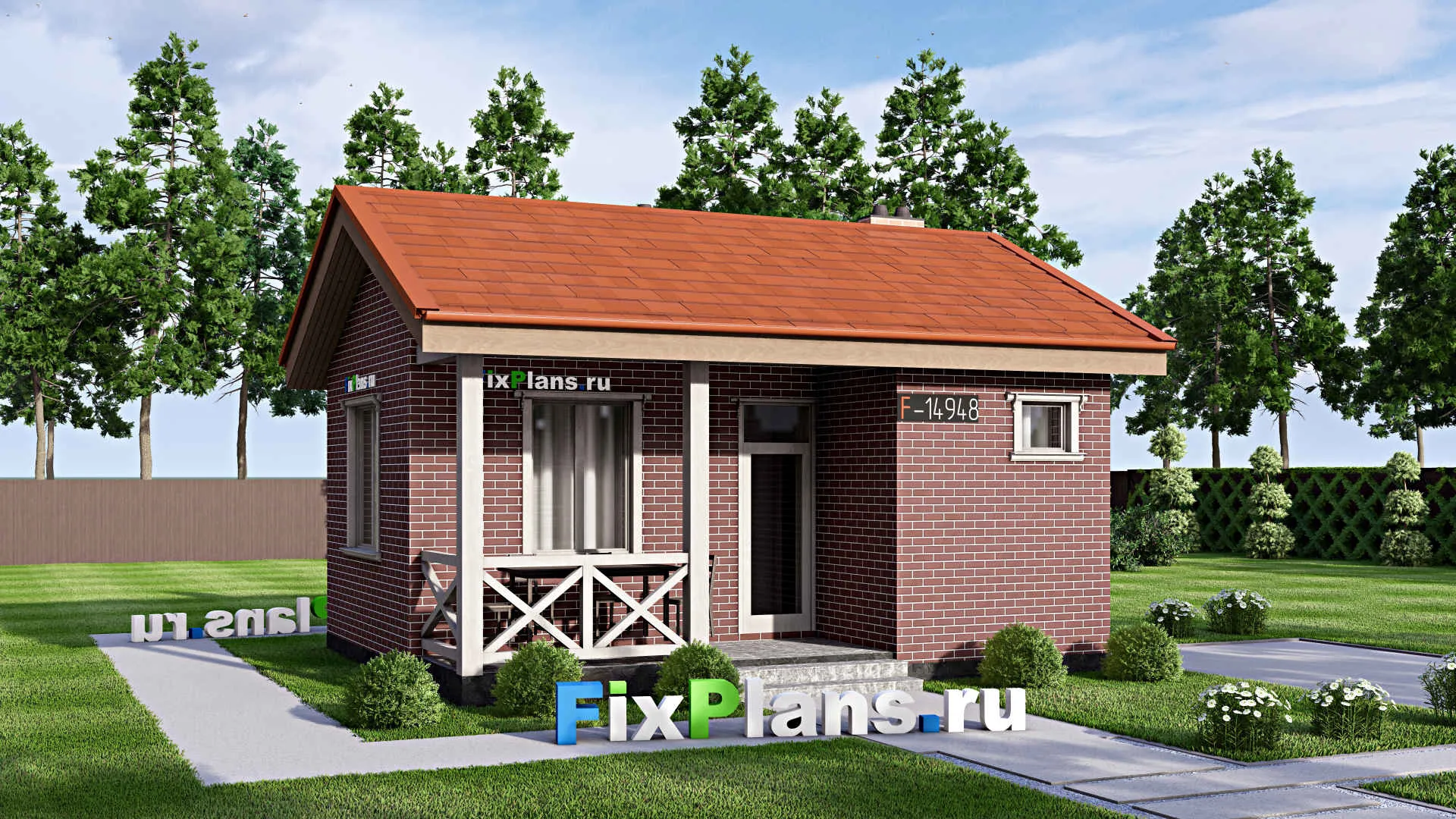 F-14948 - Проект бани 7 на 8, площадью 40 м² с санузлом