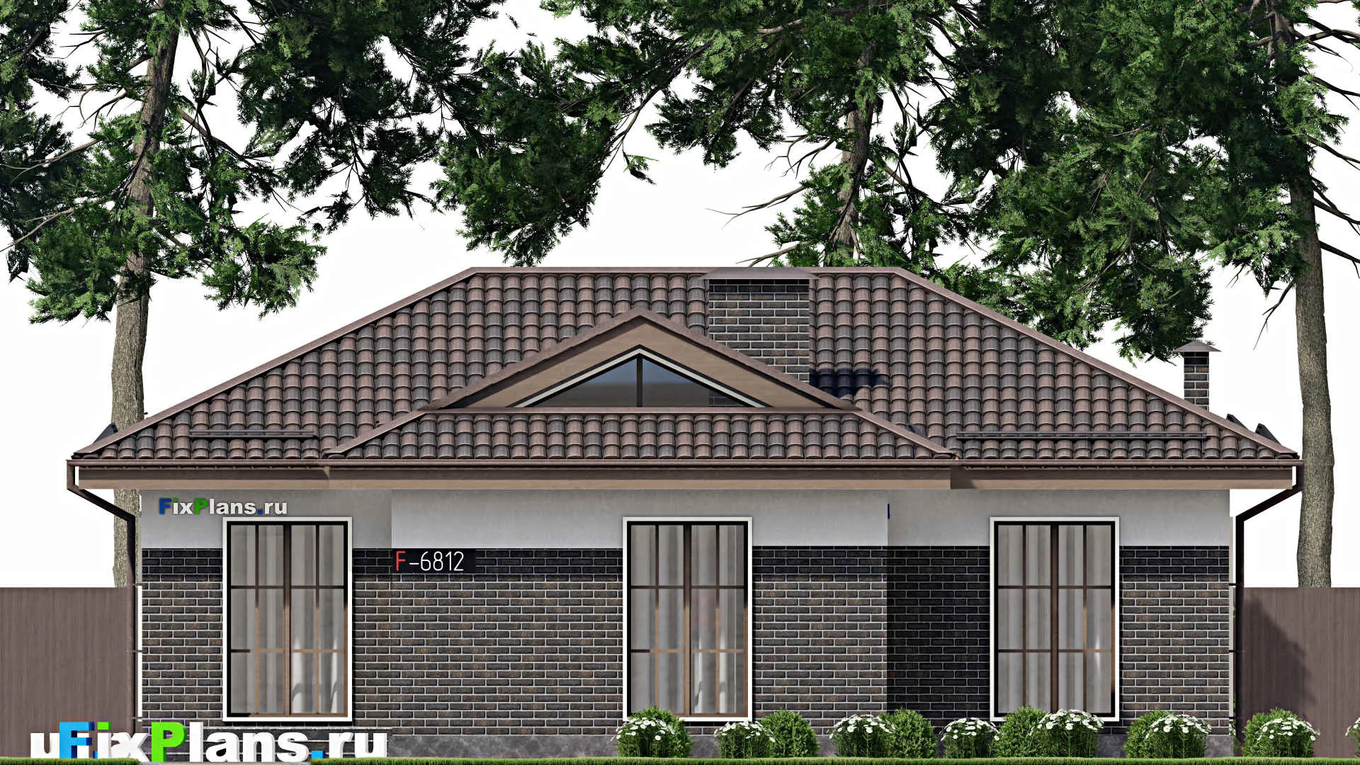 F-6812 - Проект одноэтажного дома 12 на 14, площадью 100 м² с 2 спальнями
