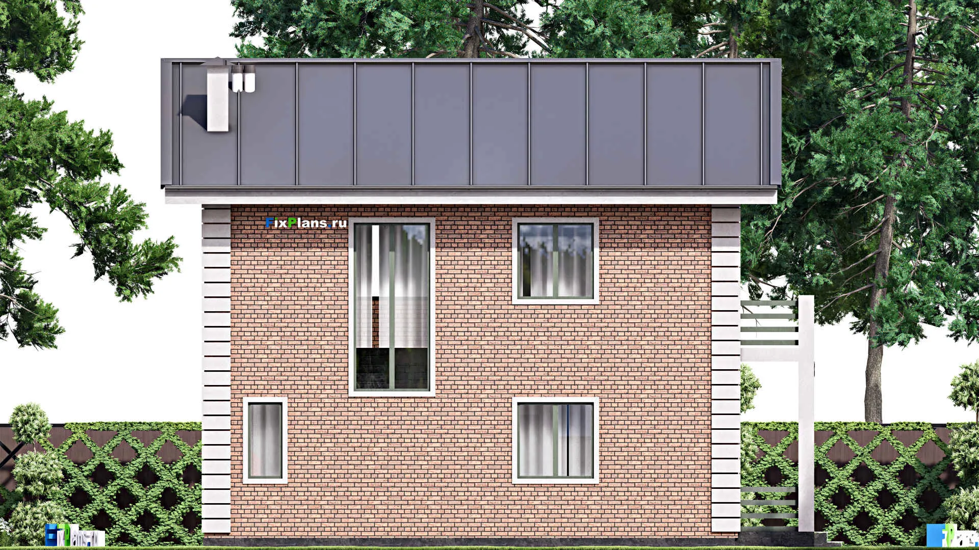 F-13967 - Проект двухэтажного дома 9 на 12, площадью 150 м² с балконом и 2 спальнями