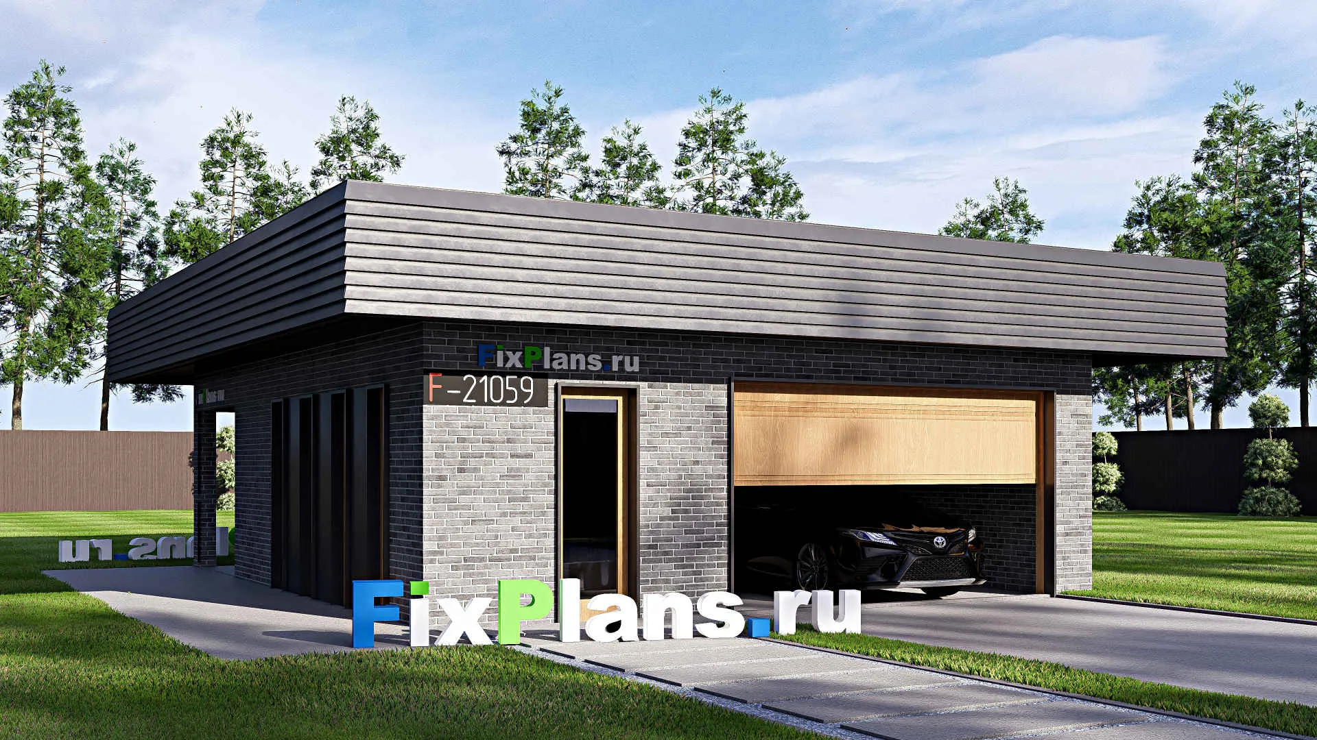 F-21059 - Проект гаража 8 на 9, площадью 60 м² на 2 машиноместа