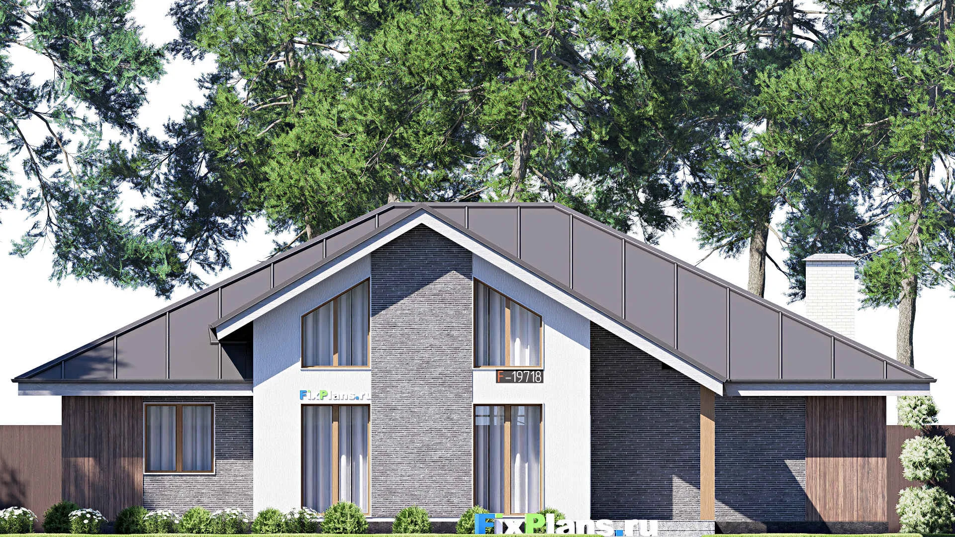 F-19718 - Проект одноэтажного дома 18 на 20, площадью 230 м² с террасой и 1 спальнями