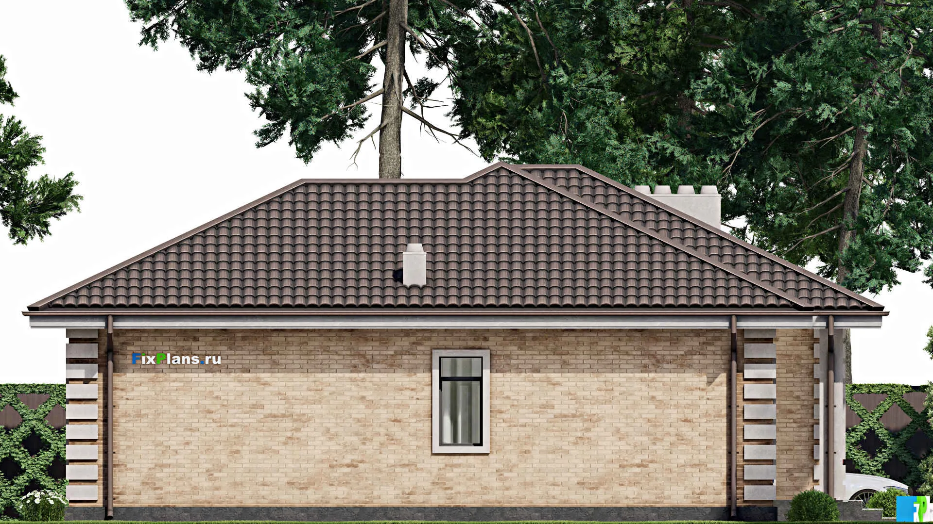 F-3680 - Проект одноэтажного дома 13 на 14, площадью 120 м² с 3 спальнями