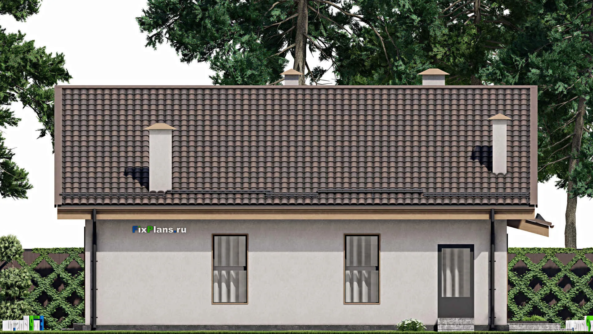 F-7892 - Проект одноэтажного дома 13 на 13, площадью 150 м² с террасой и 3 спальнями