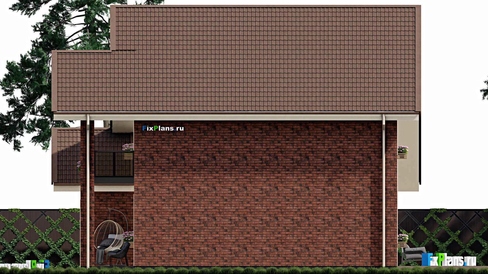 F-0260 - Проект двухэтажного дома 12 на 17, площадью 280 м² с террасой, балконом, гаражом на 1 машину и 4 спальнями