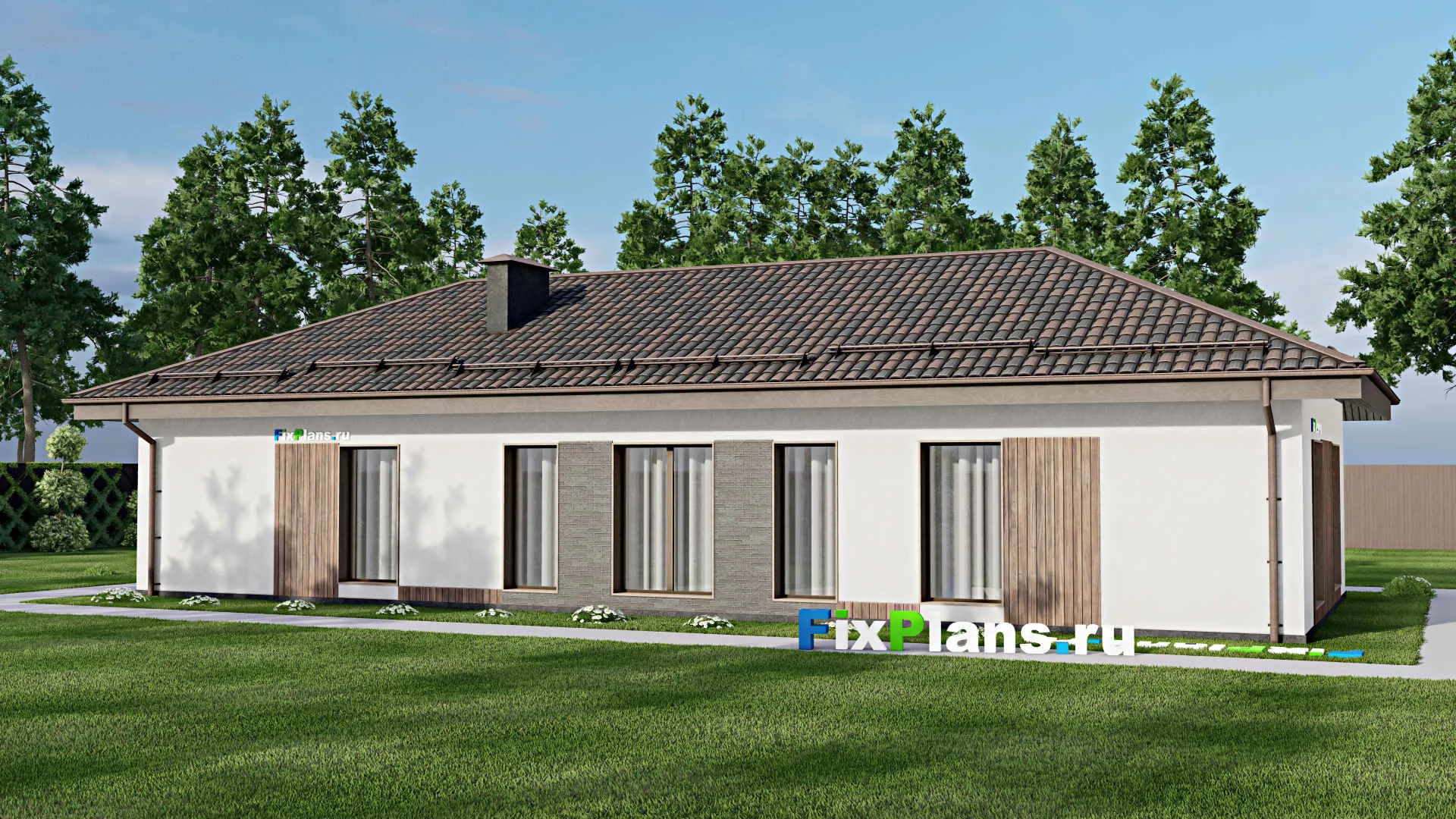 F-6416 - Проект одноэтажного дома 9 на 20, площадью 130 м² с 3 спальнями