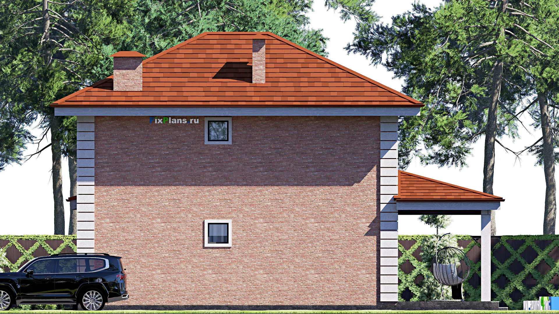 F-17927 - Проект одноэтажного дома 15 на 16, площадью 180 м² с террасой и 3 спальнями
