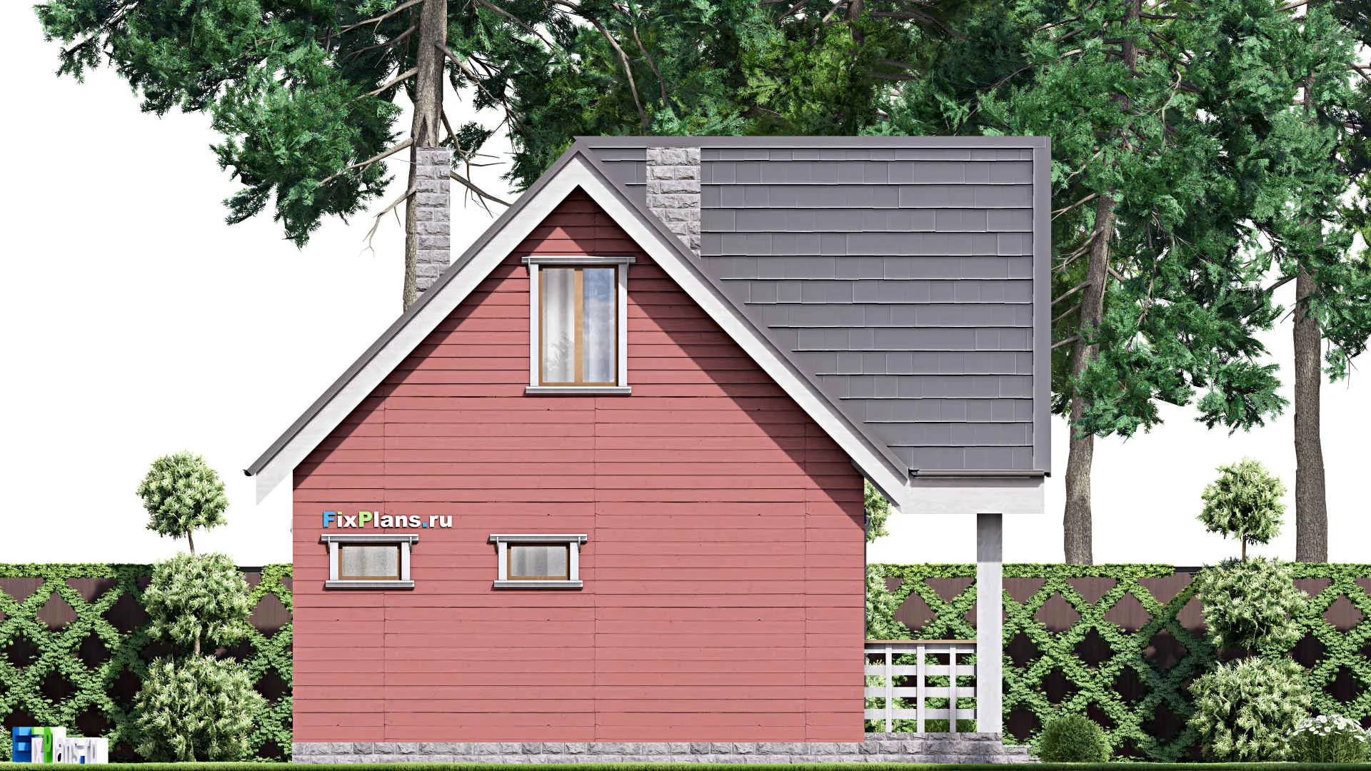 F-15668 - Проект бани 8 на 9, площадью 90 м² с комнатой отдыха, мансардой, санузлом и спальней