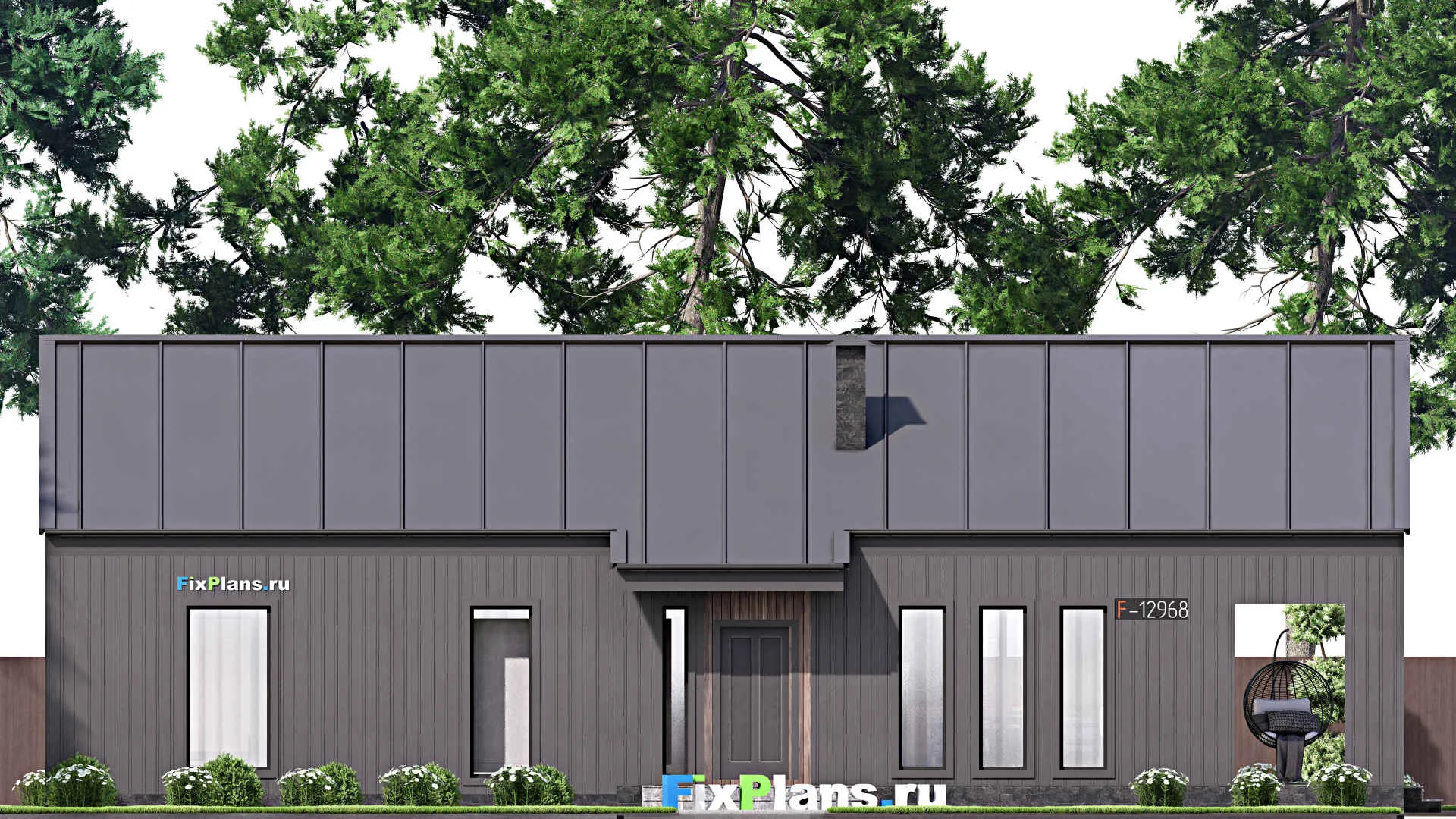 F-12968 - Проект одноэтажного дома 10 на 19, площадью 150 м² с террасой и 2 спальнями