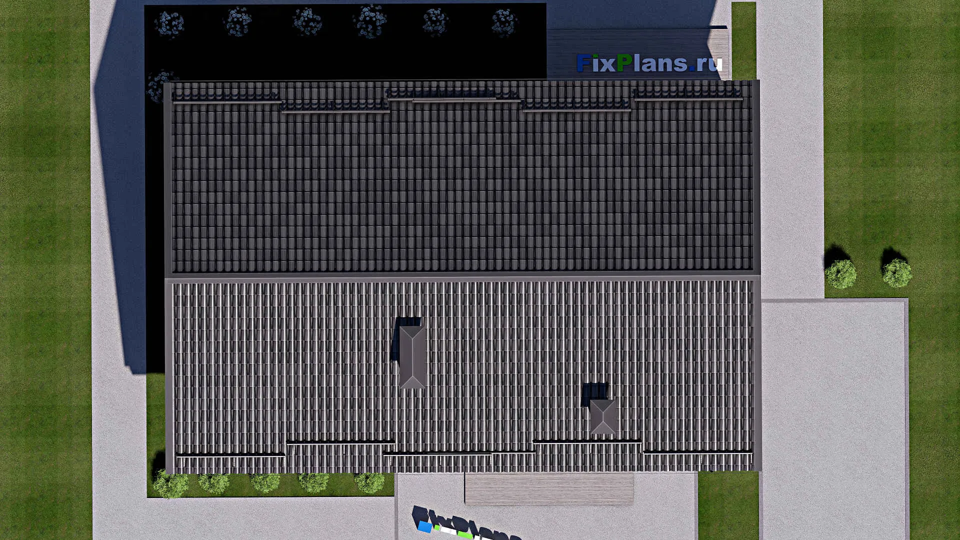 F-13031 - Проект одноэтажного дома 14 на 15, площадью 130 м² с террасой и 3 спальнями