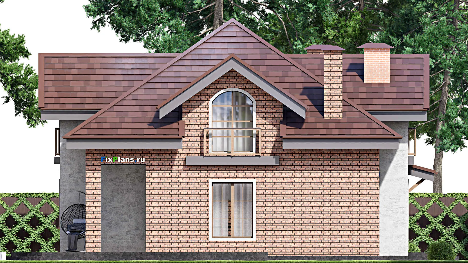 F-13220 - Проект дома с мансардой 11 на 13, площадью 200 м² с террасой и 3 спальнями