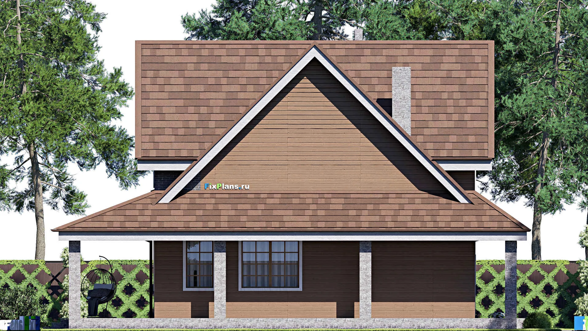 F-17108 - Проект дома с мансардой 13 на 16, площадью 220 м² с террасой и 3 спальнями