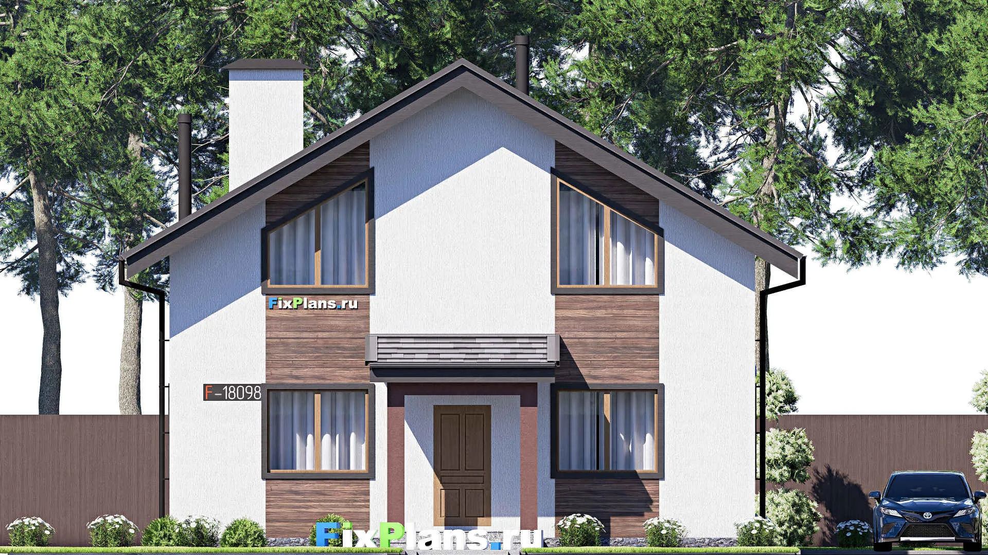 F-18098 - Проект дома с мансардой 11 на 11, площадью 140 м² с 4 спальнями