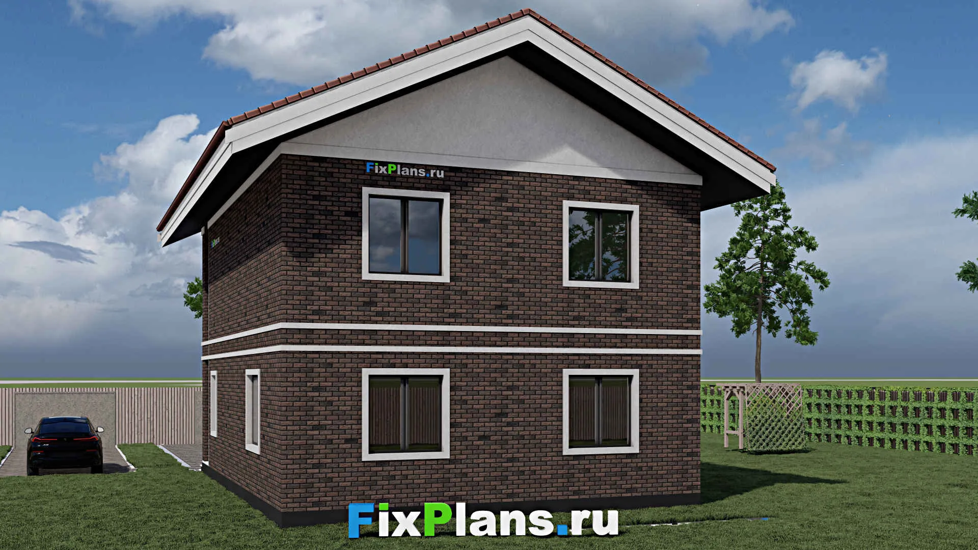 F-0854 - Проект двухэтажного дома 9 на 12, площадью 160 м² с балконом и 3 спальнями